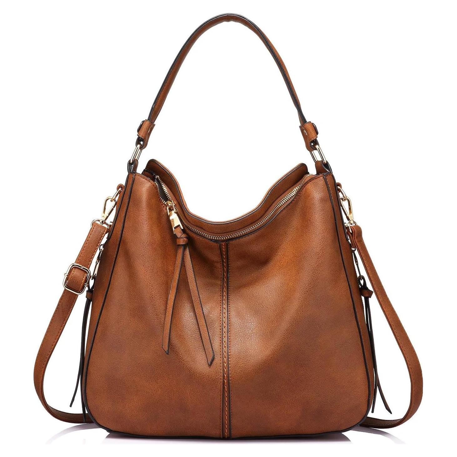 Bolso Hobo Realer de Cuero para Mujeres Grande Marrón