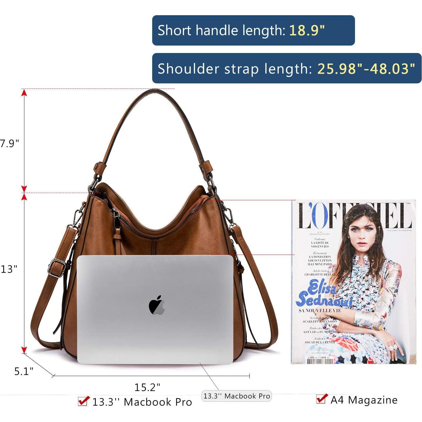 Bolso Hobo Realer de Cuero para Mujeres Grande Marrón