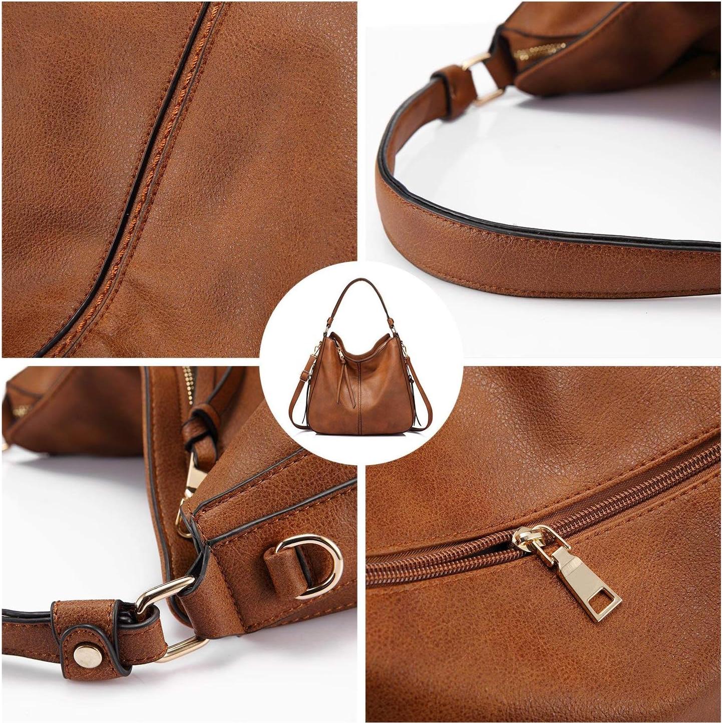 Bolso Hobo Realer de Cuero para Mujeres Grande Marrón