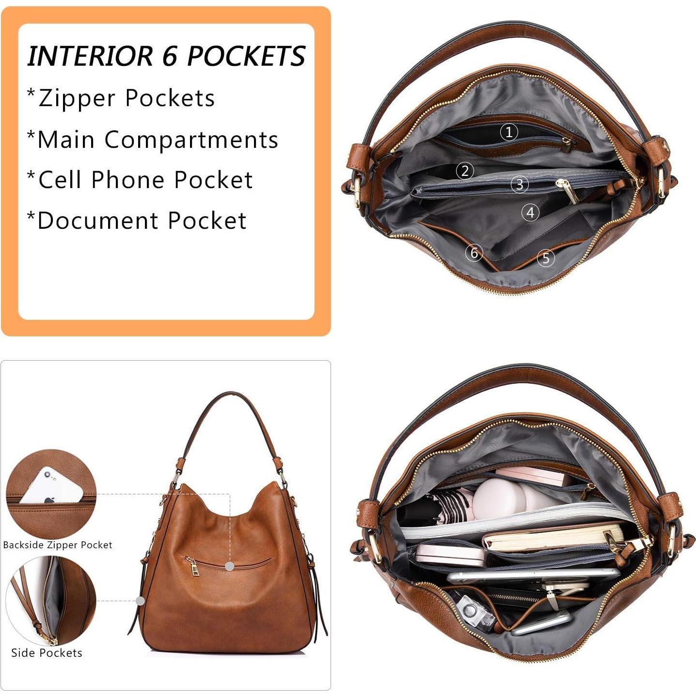 Bolso Hobo Realer de Cuero para Mujeres Grande Marrón