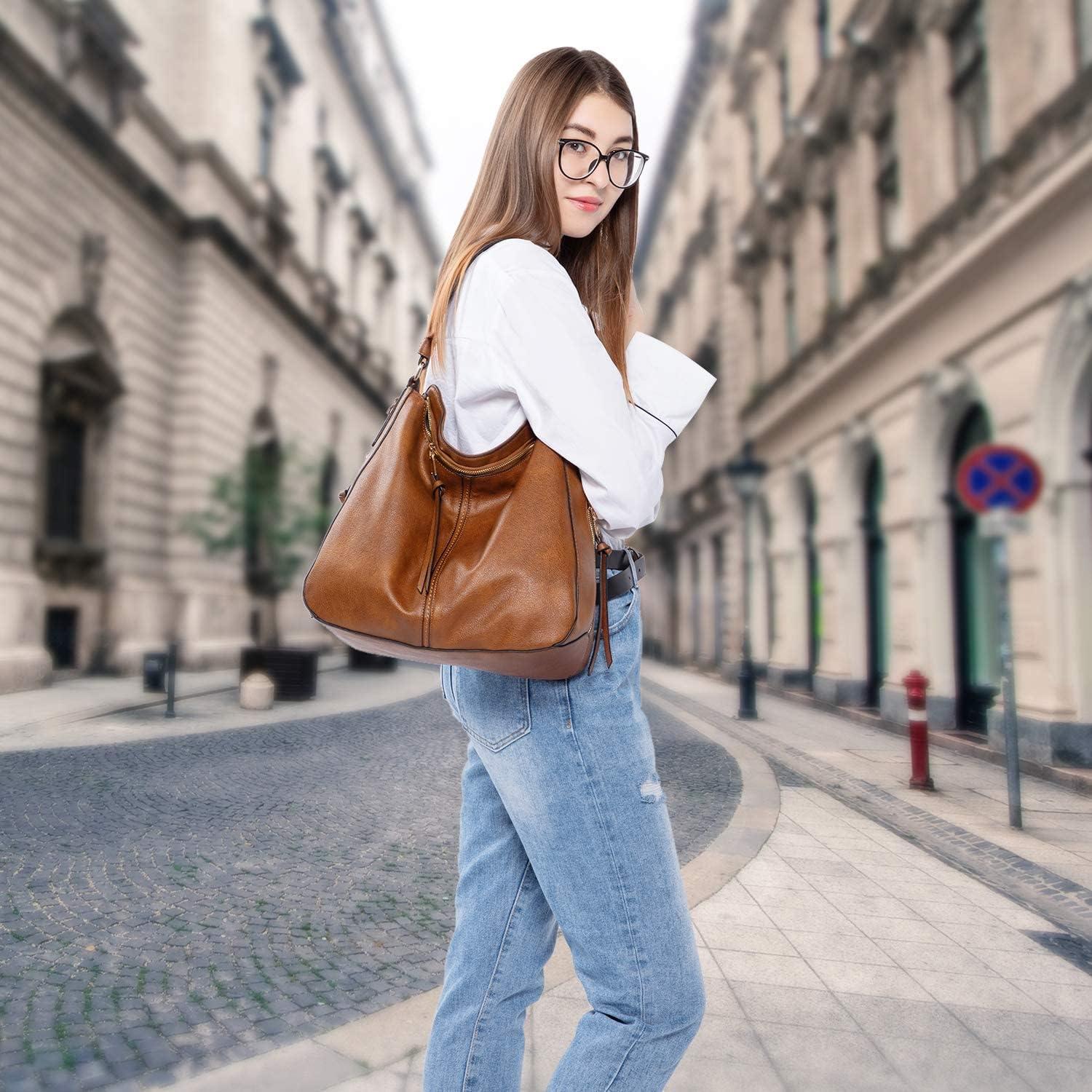 Bolso Hobo Realer de Cuero para Mujeres Grande Marrón