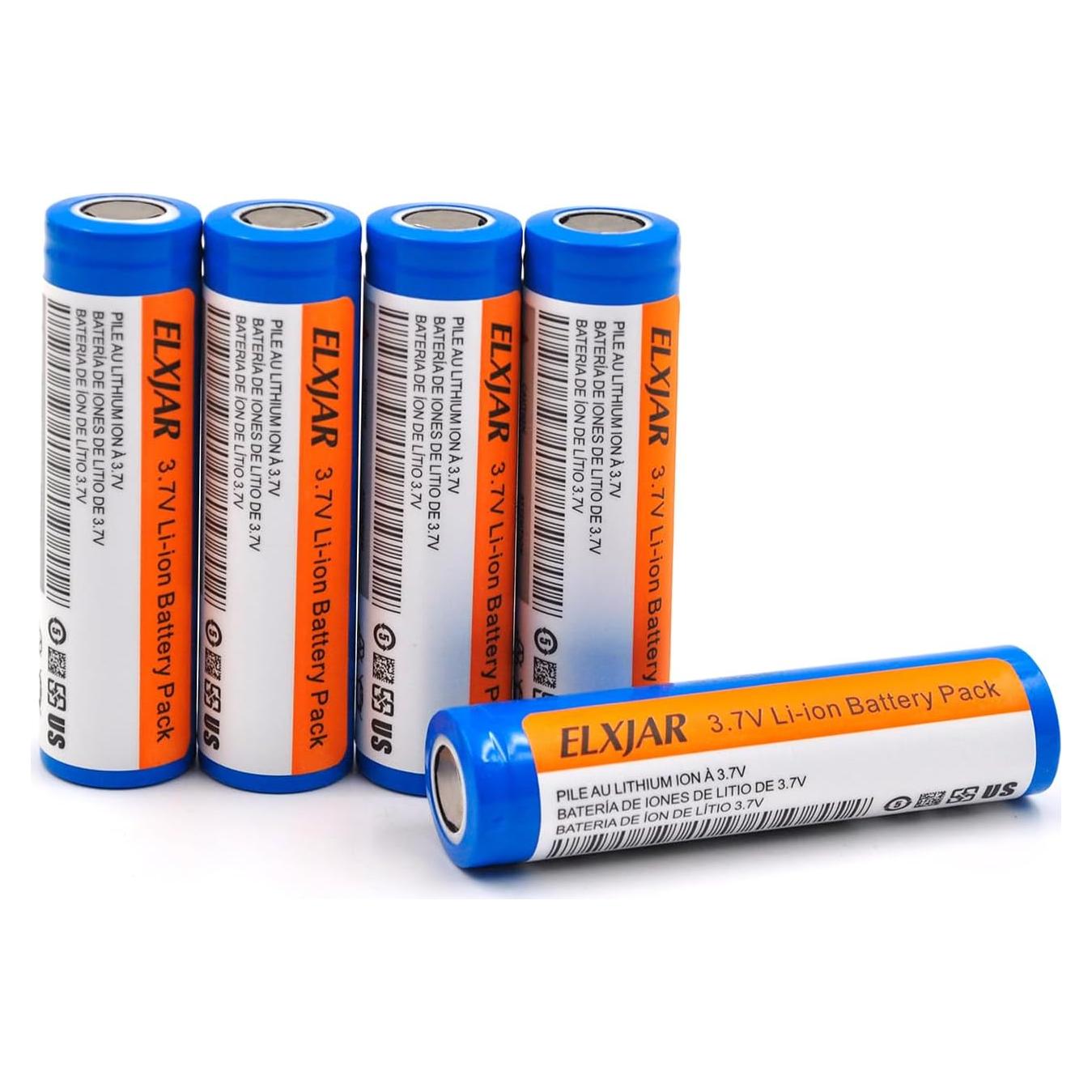 Paquete de 5 Baterías Recargables 3.7V 1600mAh Li-ion elxjar