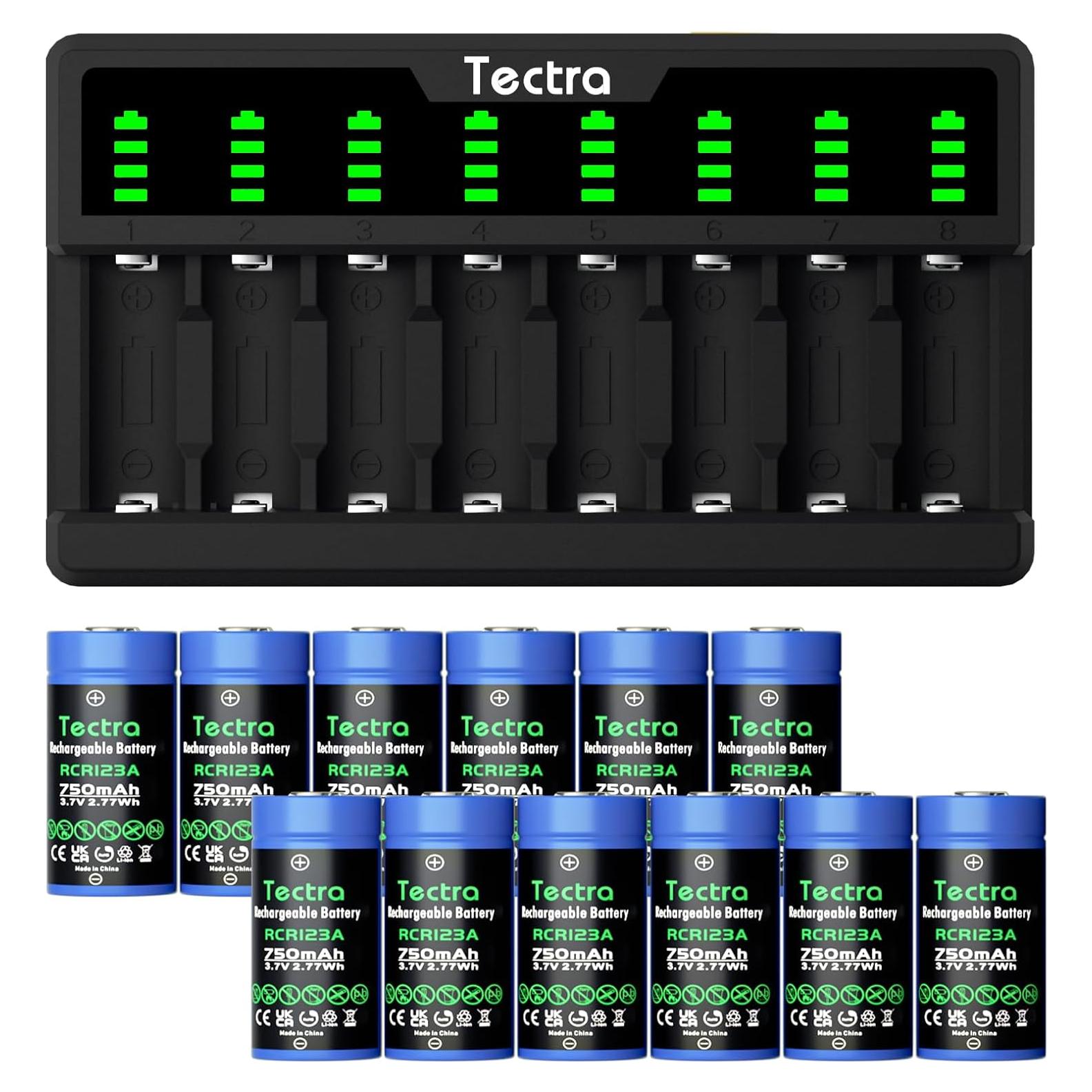Baterías Recargables Tectra 123A 3.7V 750mAh Paquete de 12