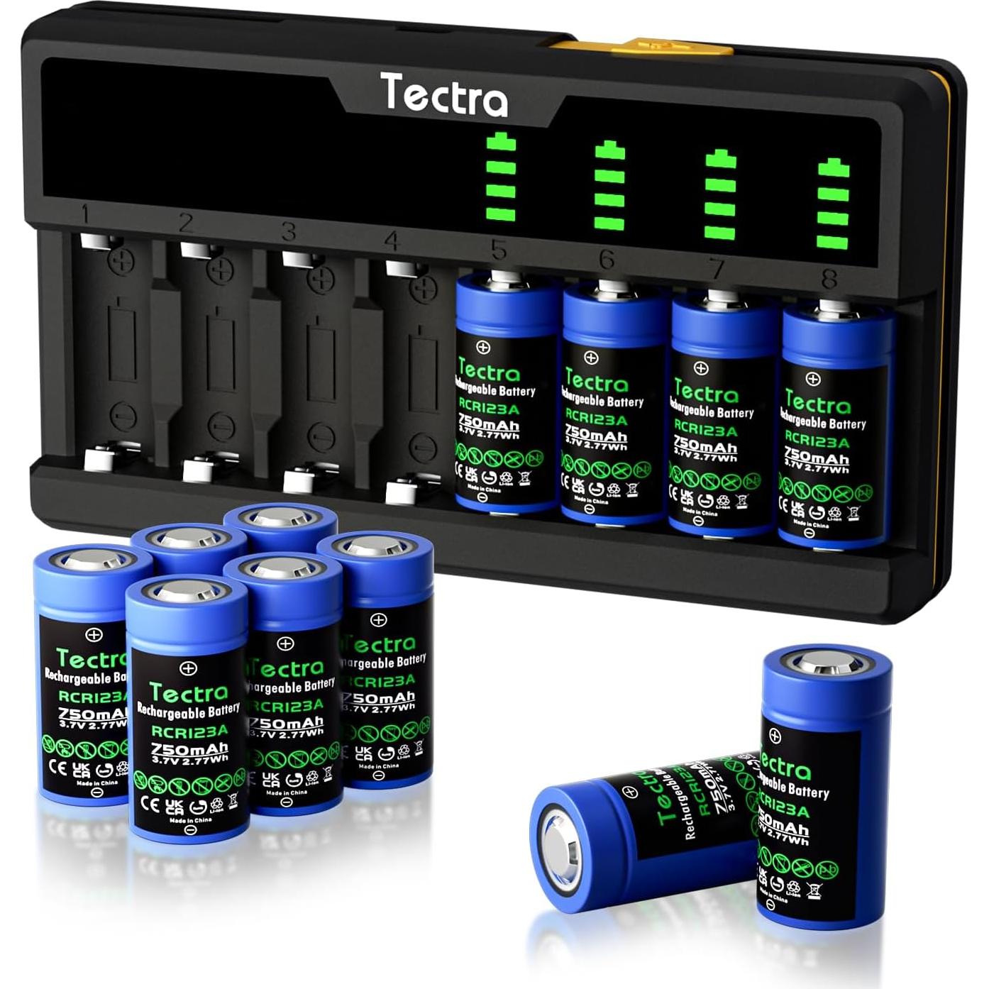 Baterías Recargables Tectra 123A 3.7V 750mAh Paquete de 12