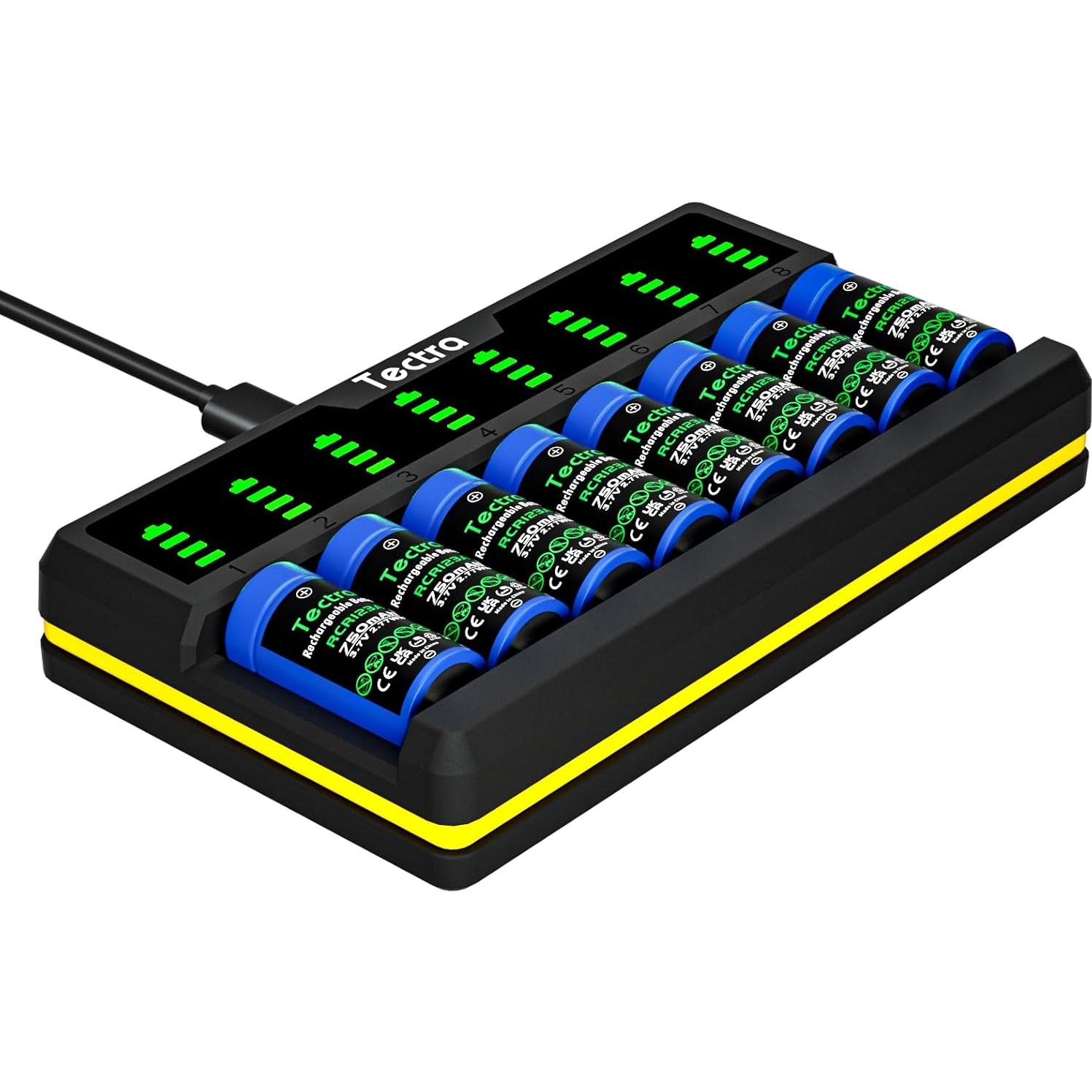 Baterías Recargables Tectra 123A 3.7V 750mAh Paquete de 12