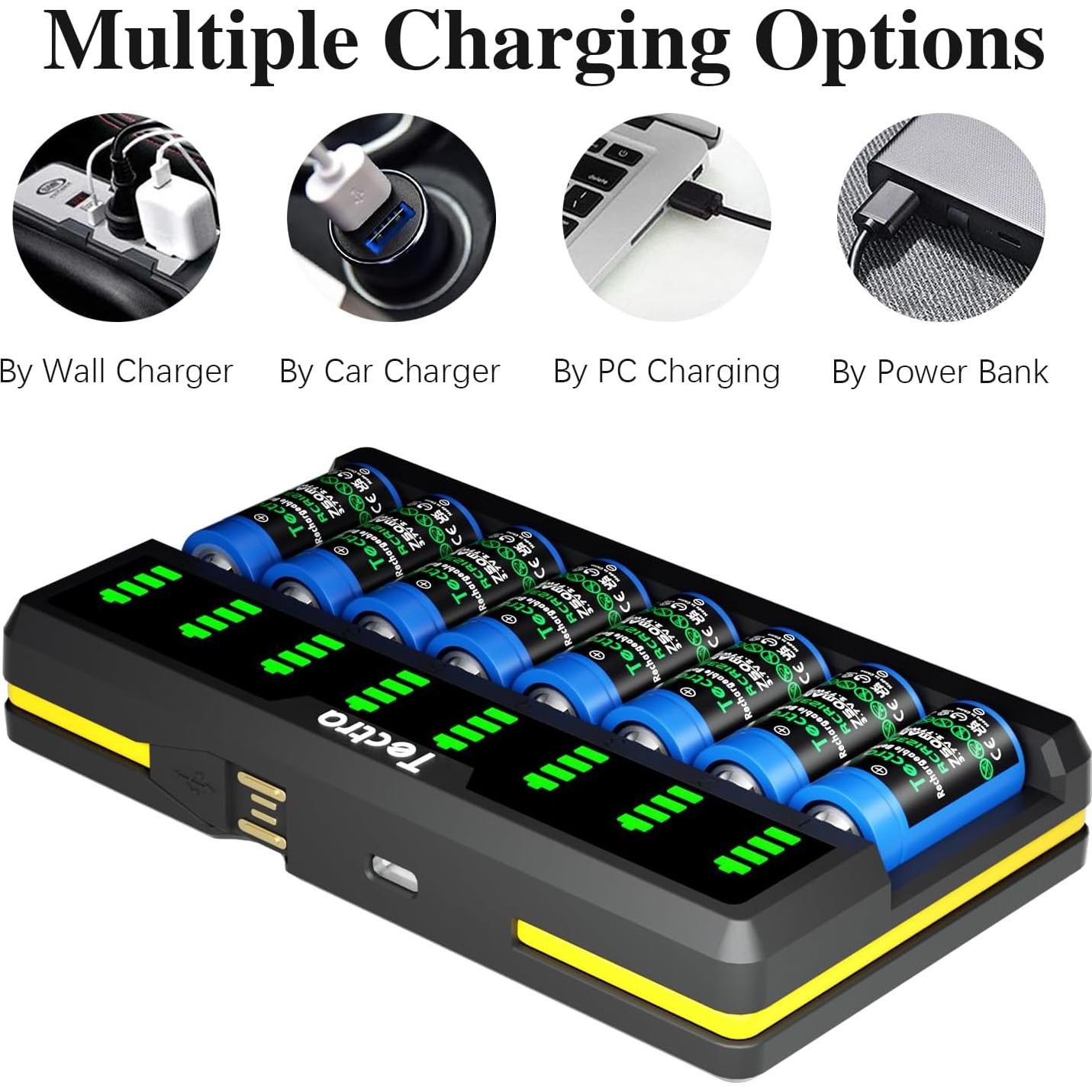 Baterías Recargables Tectra 123A 3.7V 750mAh Paquete de 12