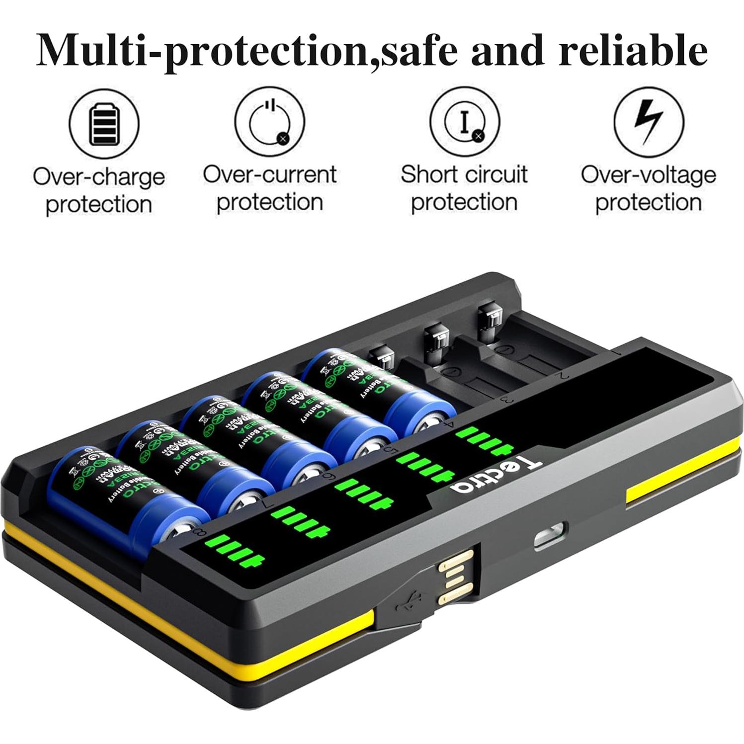 Baterías Recargables Tectra 123A 3.7V 750mAh Paquete de 12