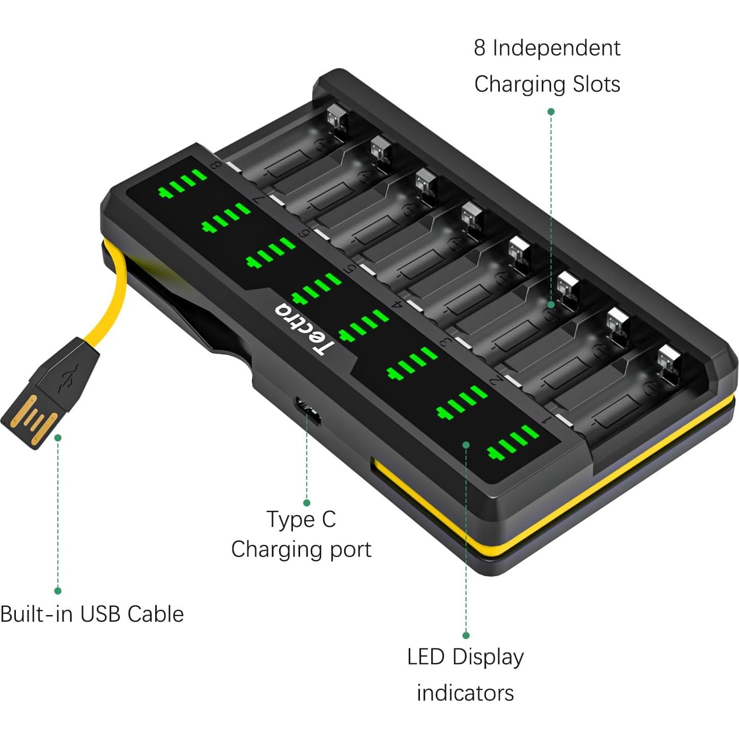 Baterías Recargables Tectra 123A 3.7V 750mAh Paquete de 12
