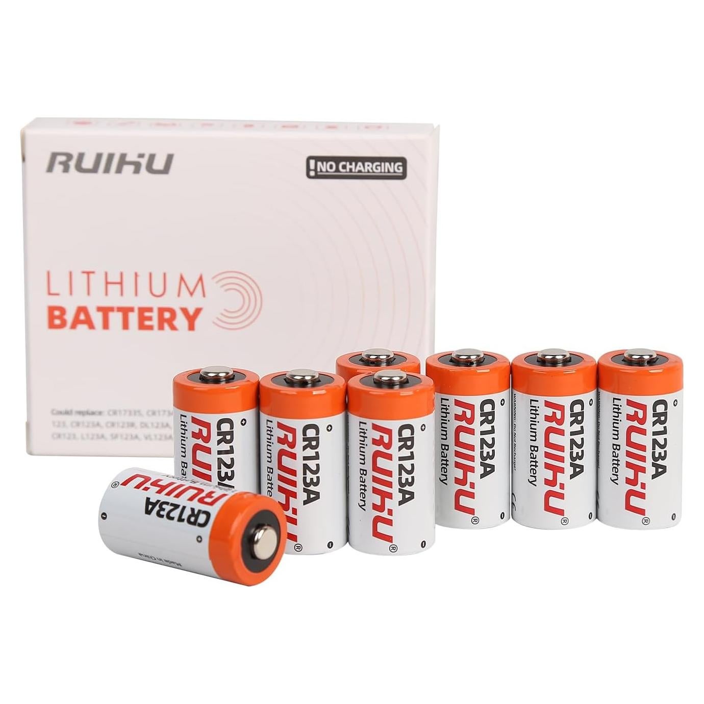 Batería de Litio CR123A RUIHU Paquete de 20 3V 1500mAh
