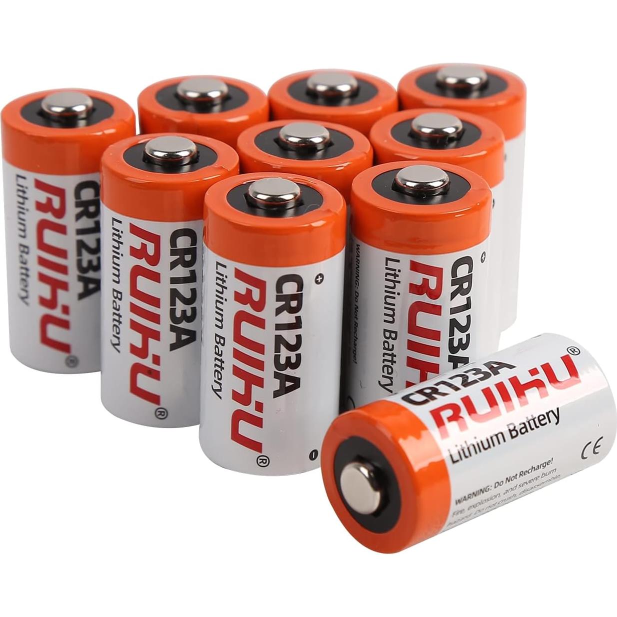 Batería de Litio CR123A RUIHU Paquete de 20 3V 1500mAh