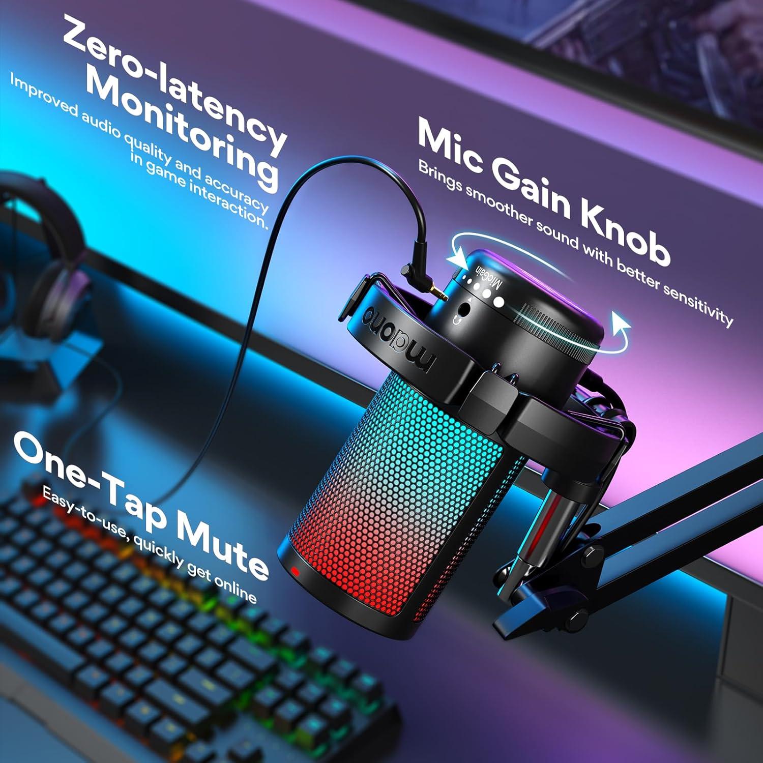 Micrófono USB MAONO DGM20S para Gaming con Soporte y RGB