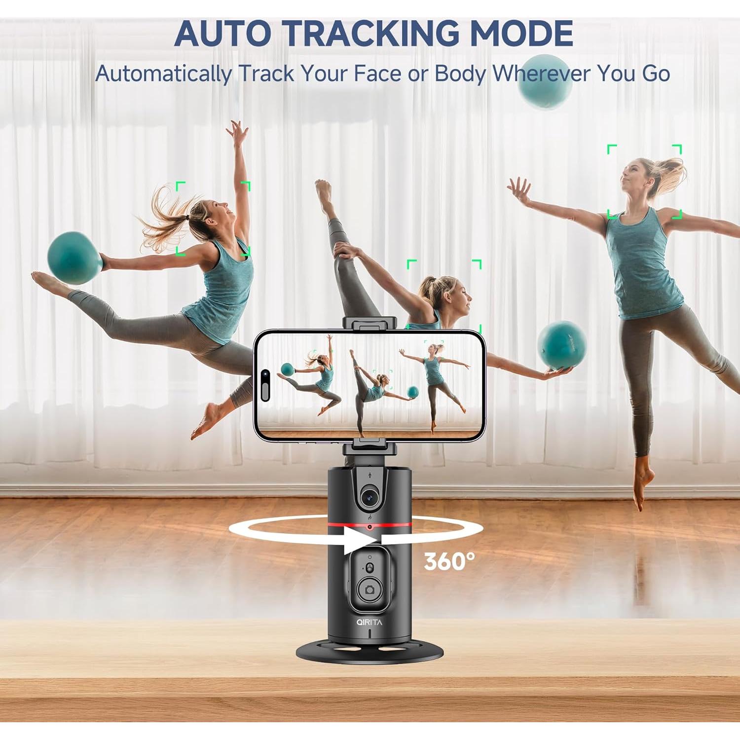 Trípode Inteligente Qirita con Seguimiento Facial Automático 360°