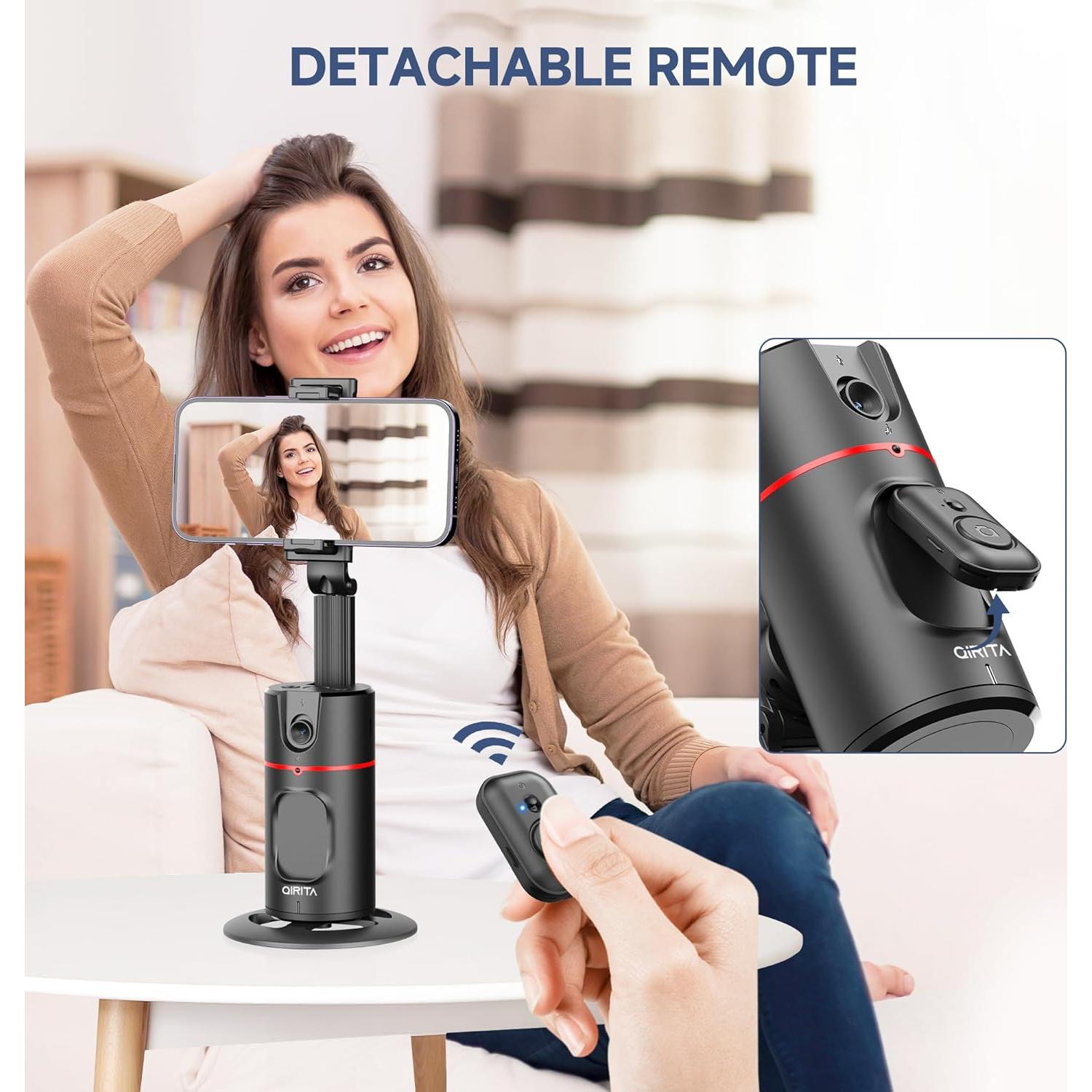 Trípode Inteligente Qirita con Seguimiento Facial Automático 360°