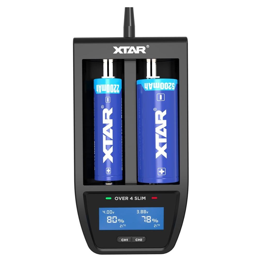 Cargador Rápido XTAR Over 4 Slim 12V 4.1A para Baterías 18650-26650
