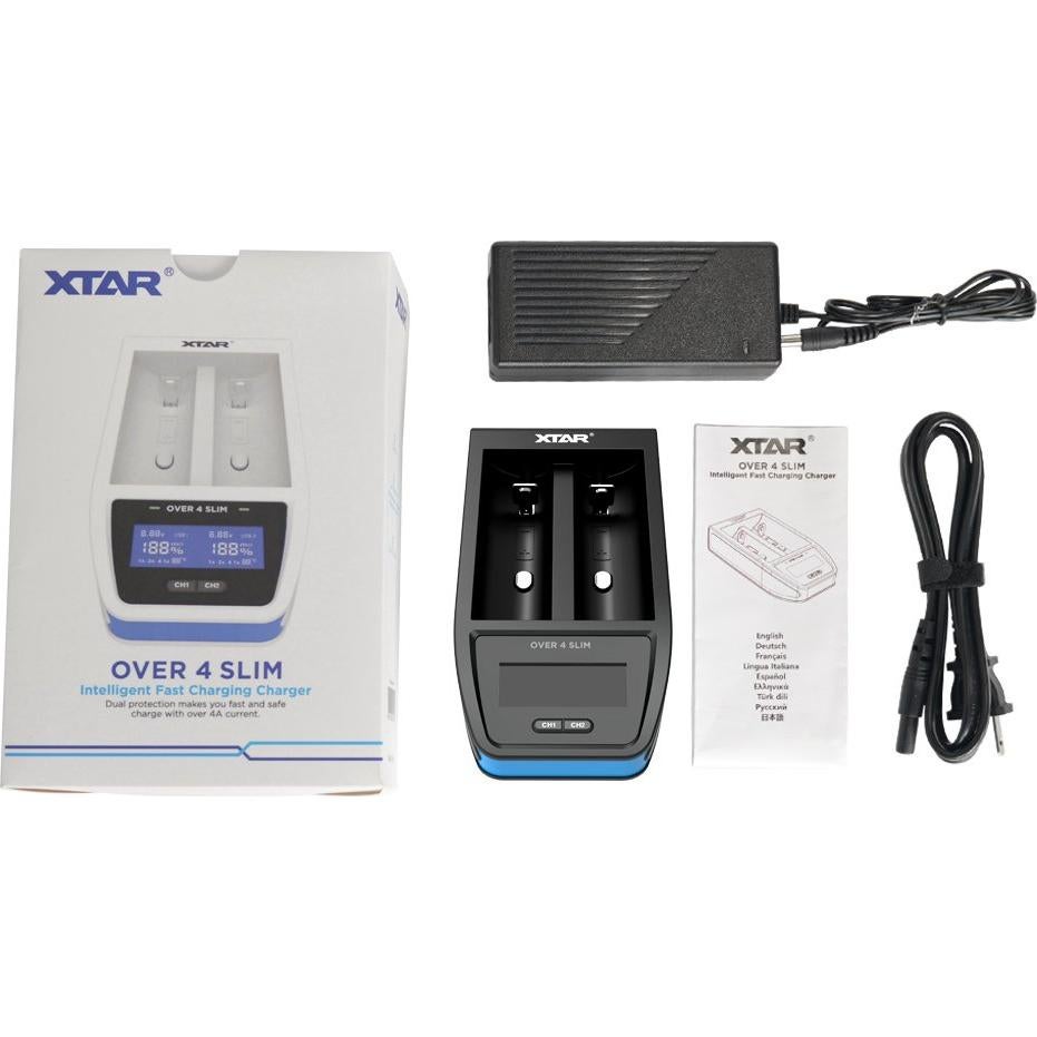 Cargador Rápido XTAR Over 4 Slim 12V 4.1A para Baterías 18650-26650