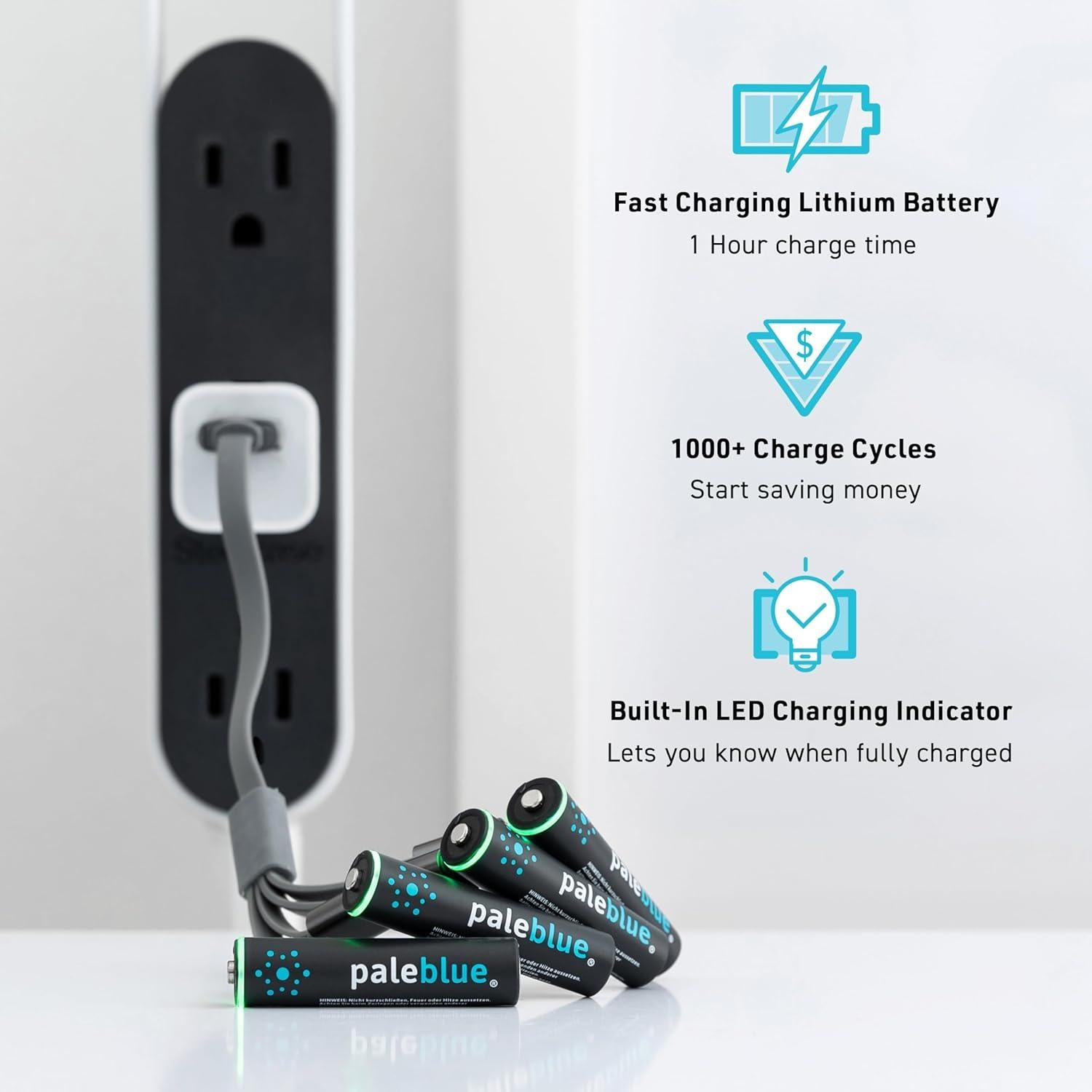 Baterías recargables AAA Paleblue 600 mAh, paquete de 8