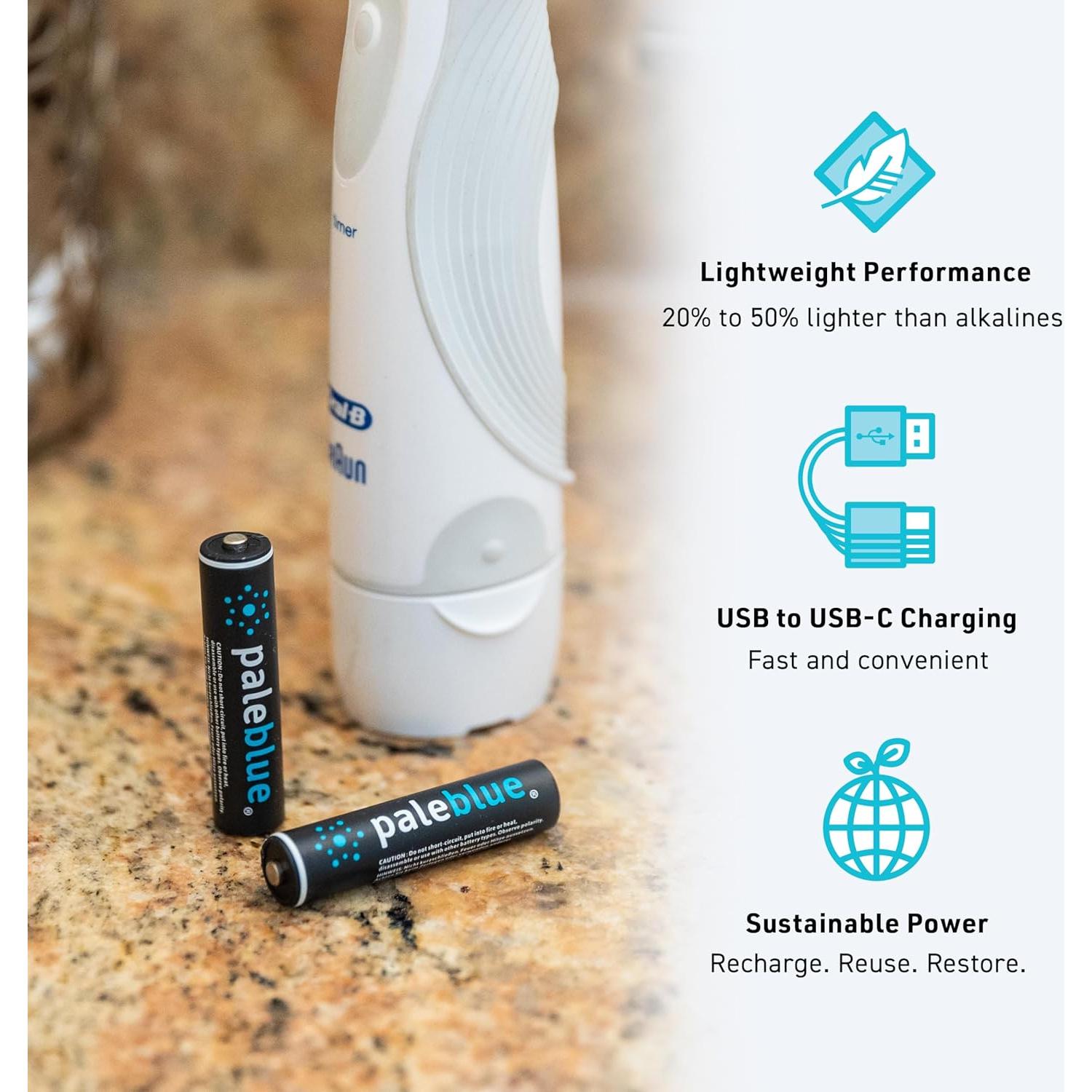 Baterías recargables AAA Paleblue 600 mAh, paquete de 8