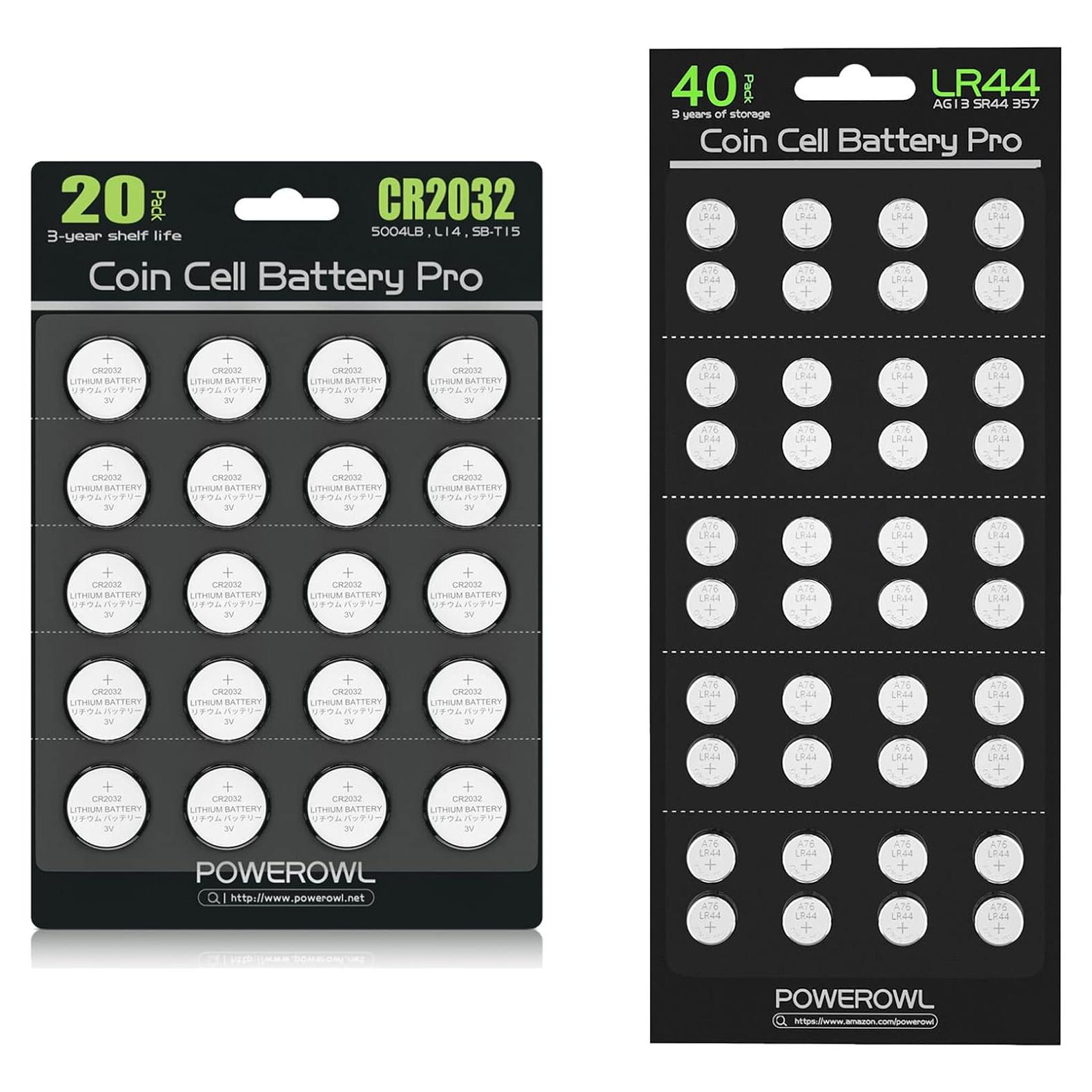 Paquete de Baterías Lr44 (40 PCS) y CR2032 (20 PCS)