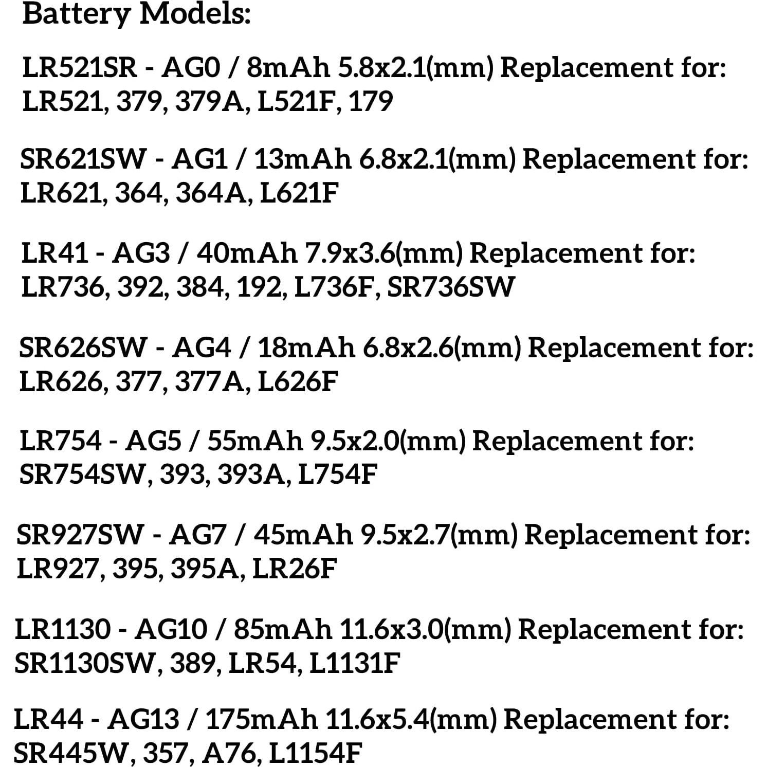 Baterías de Botón 80PCS Alcalinas 1.5V Siiboat AG0 AG1 AG3 AG4 AG5 AG7 AG10 AG13