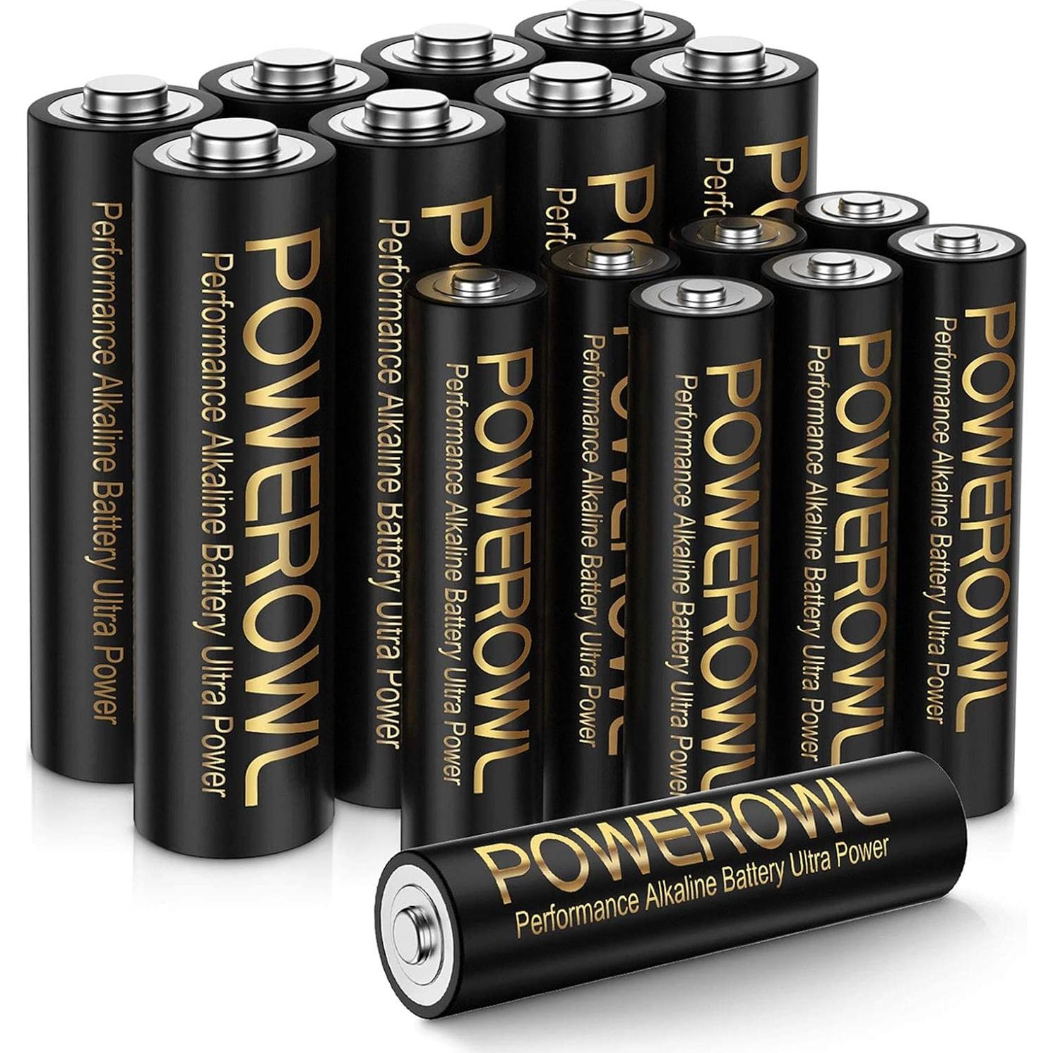 Baterías LR44 POWEROWL 40 unidades + 16 AA AAA alcalinas