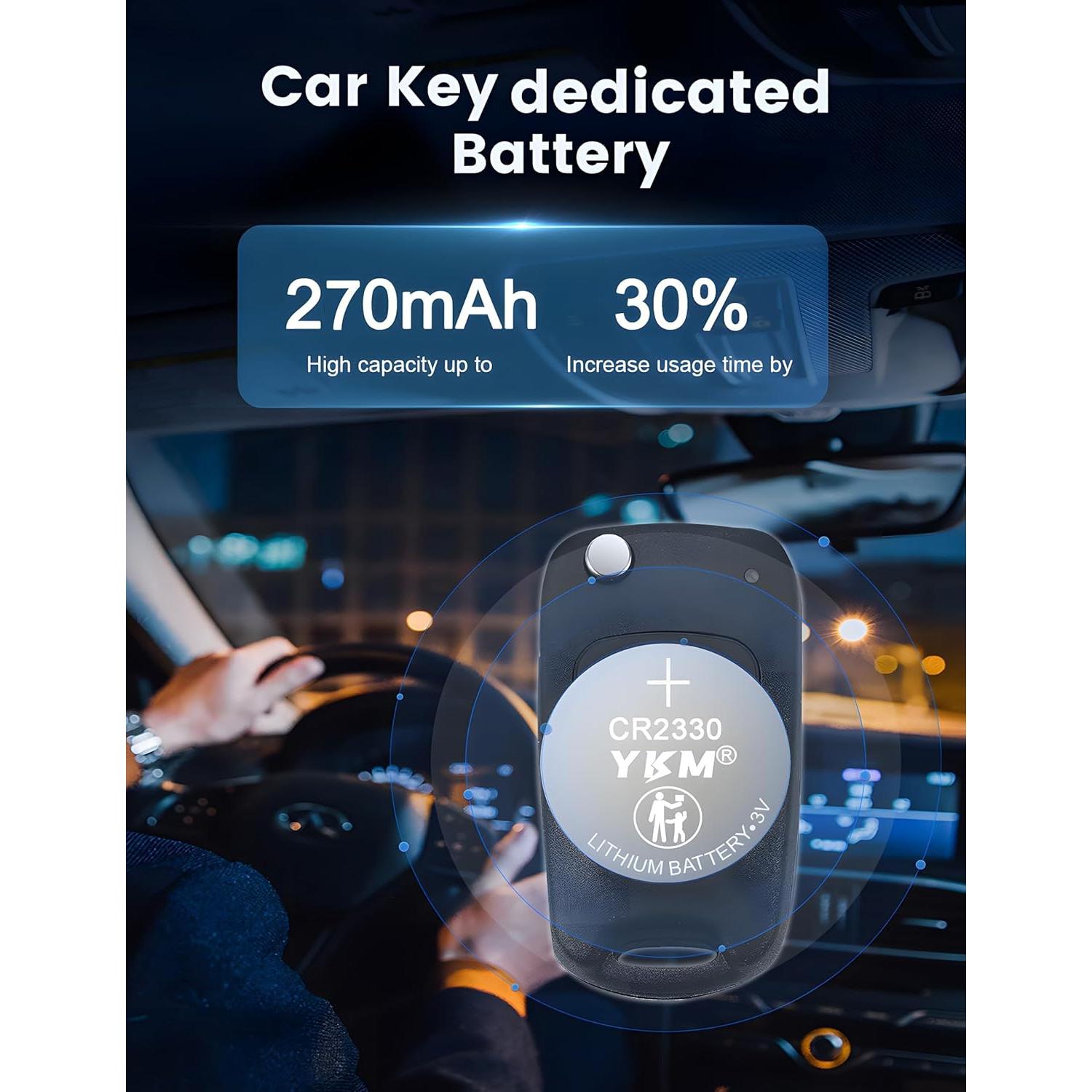 Paquete de 5 Baterías de Litio YKM CR2330 3V para Control Remoto