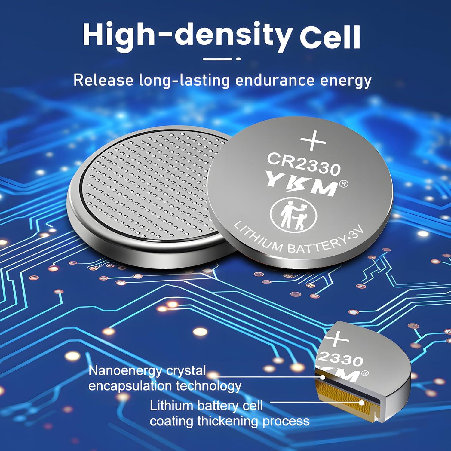 Paquete de 5 Baterías de Litio YKM CR2330 3V para Control Remoto