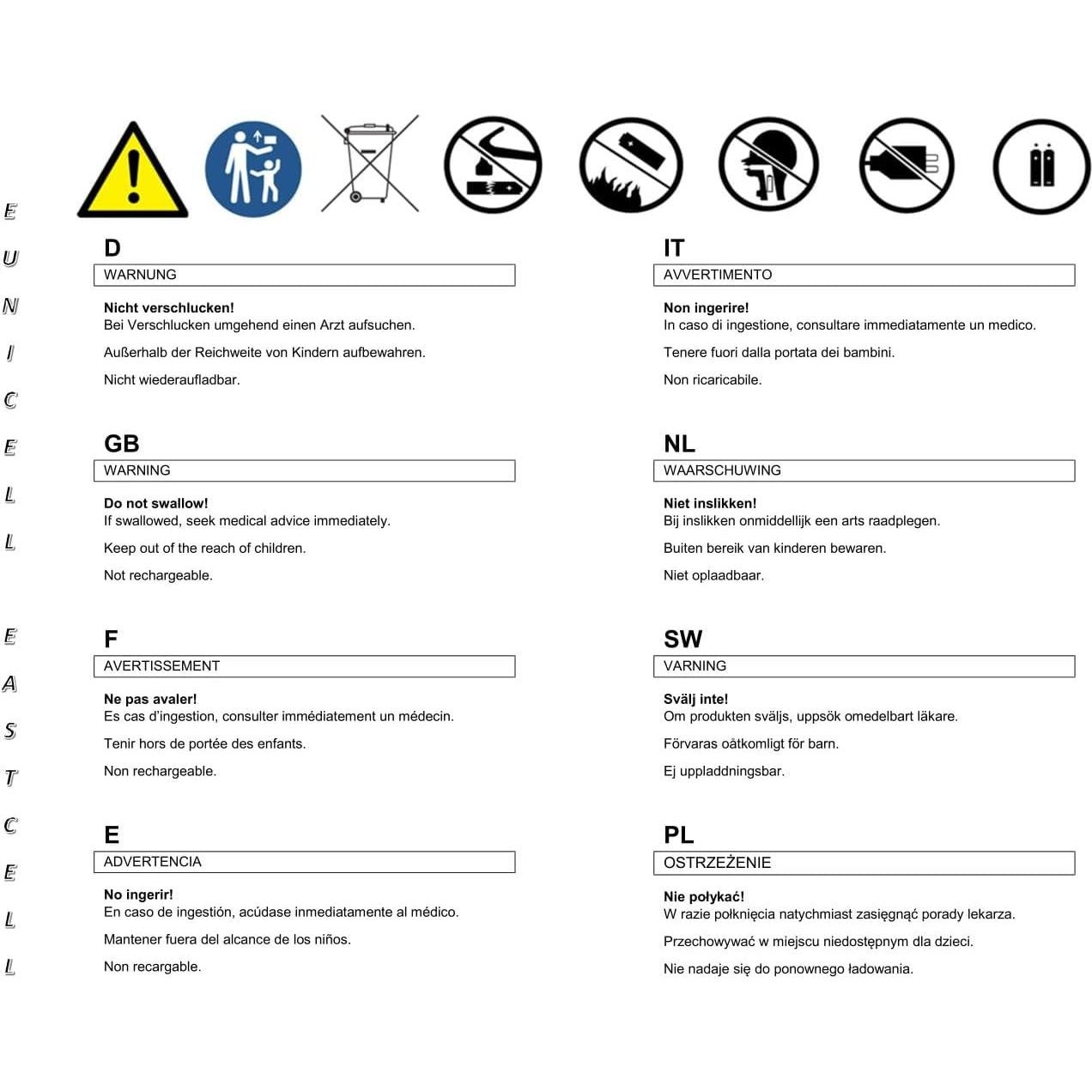 Baterías de Botón Eunicell AG5 1.5V Paquete de 10 Unidades