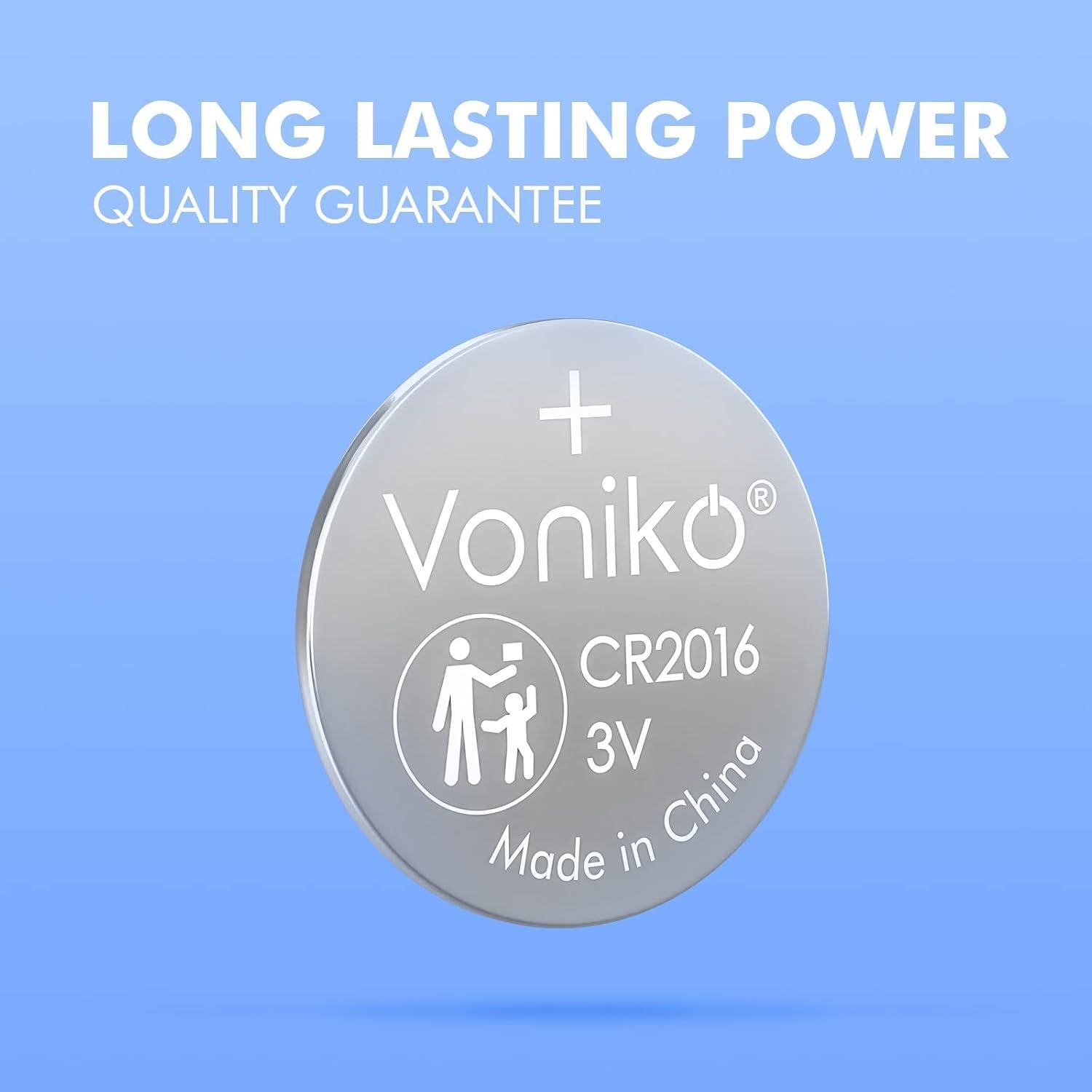 Baterías de Litio Voniko CR2016 3V Paquete de 10 - Seguridad Infantil