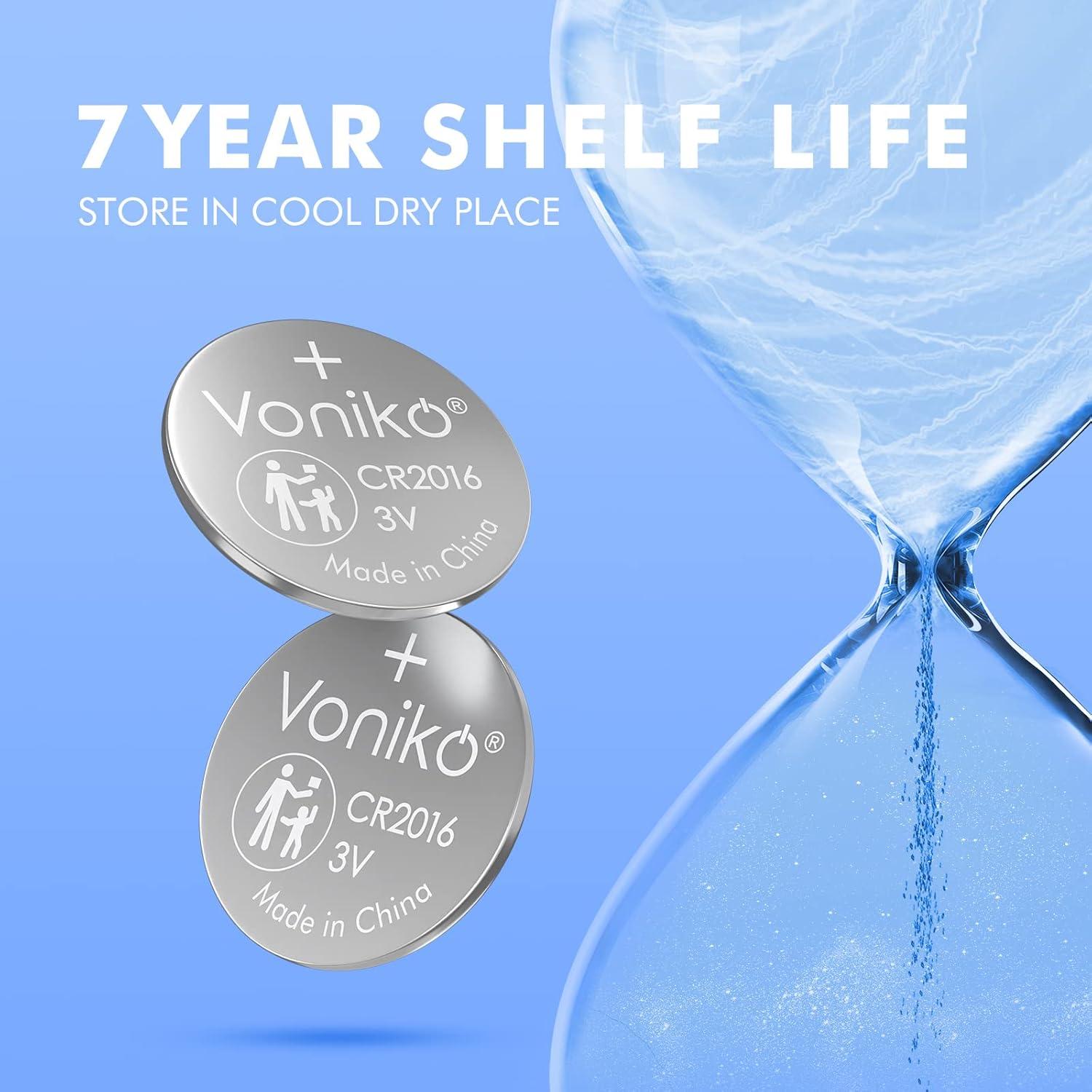 Baterías de Litio Voniko CR2016 3V Paquete de 10 - Seguridad Infantil