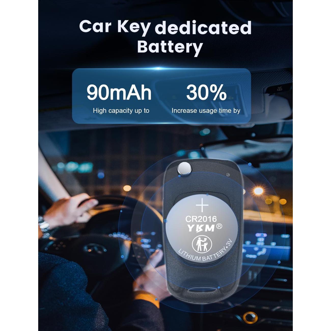 Baterías de Litio YKM CR2016 40 Pack 3V para Reloj y Control Remoto