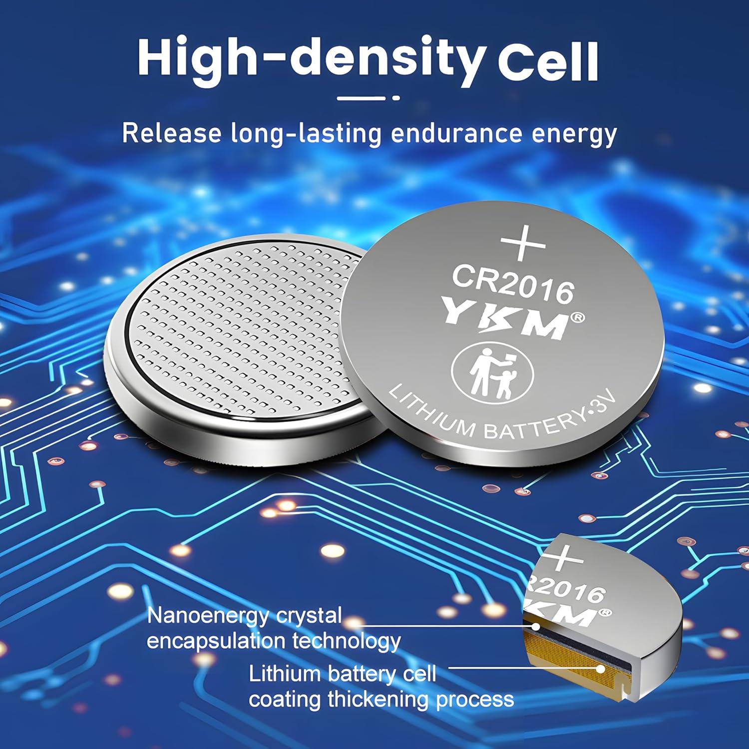 Baterías de Litio YKM CR2016 40 Pack 3V para Reloj y Control Remoto