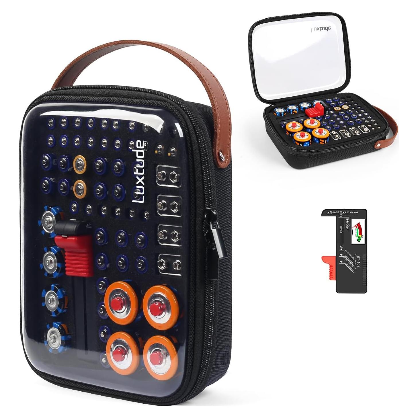 Organizador de Baterías Luxtude con Probador y Almacenamiento