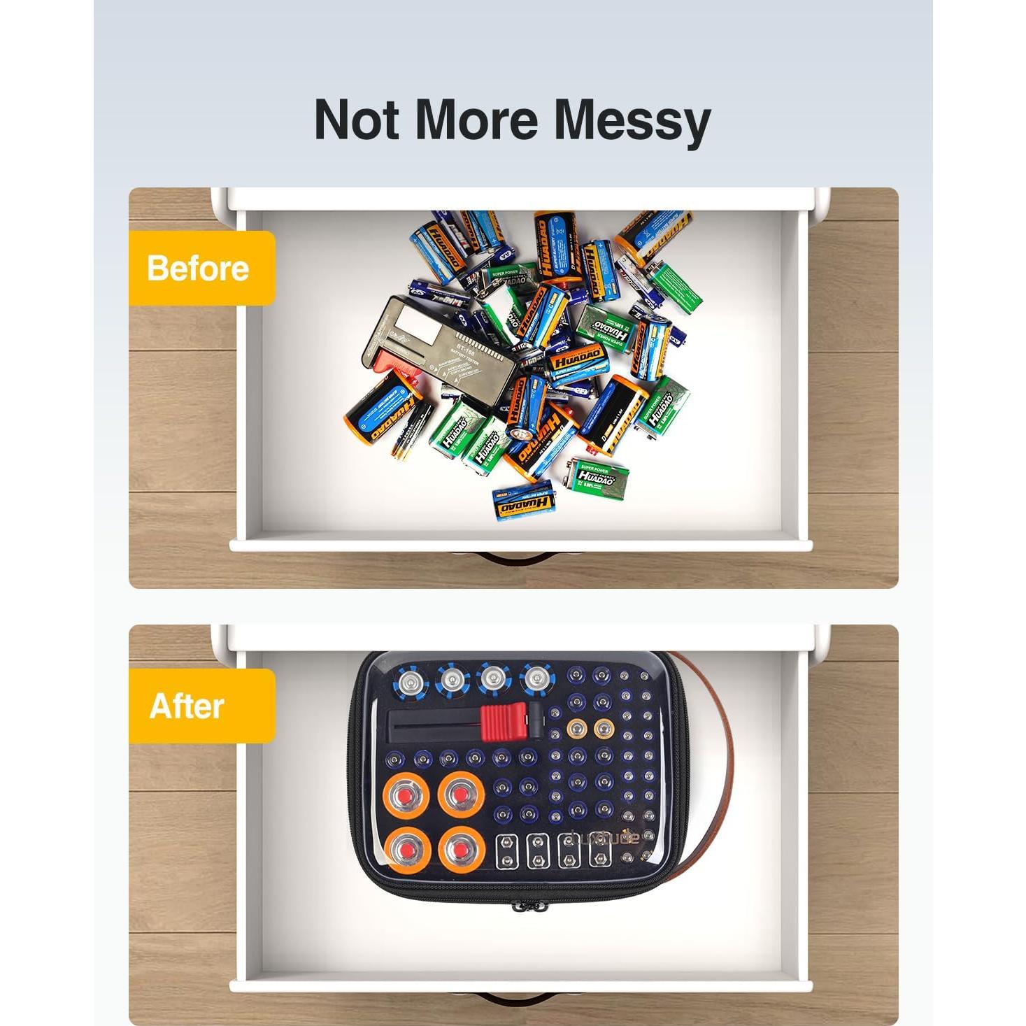 Organizador de Baterías Luxtude con Probador y Almacenamiento