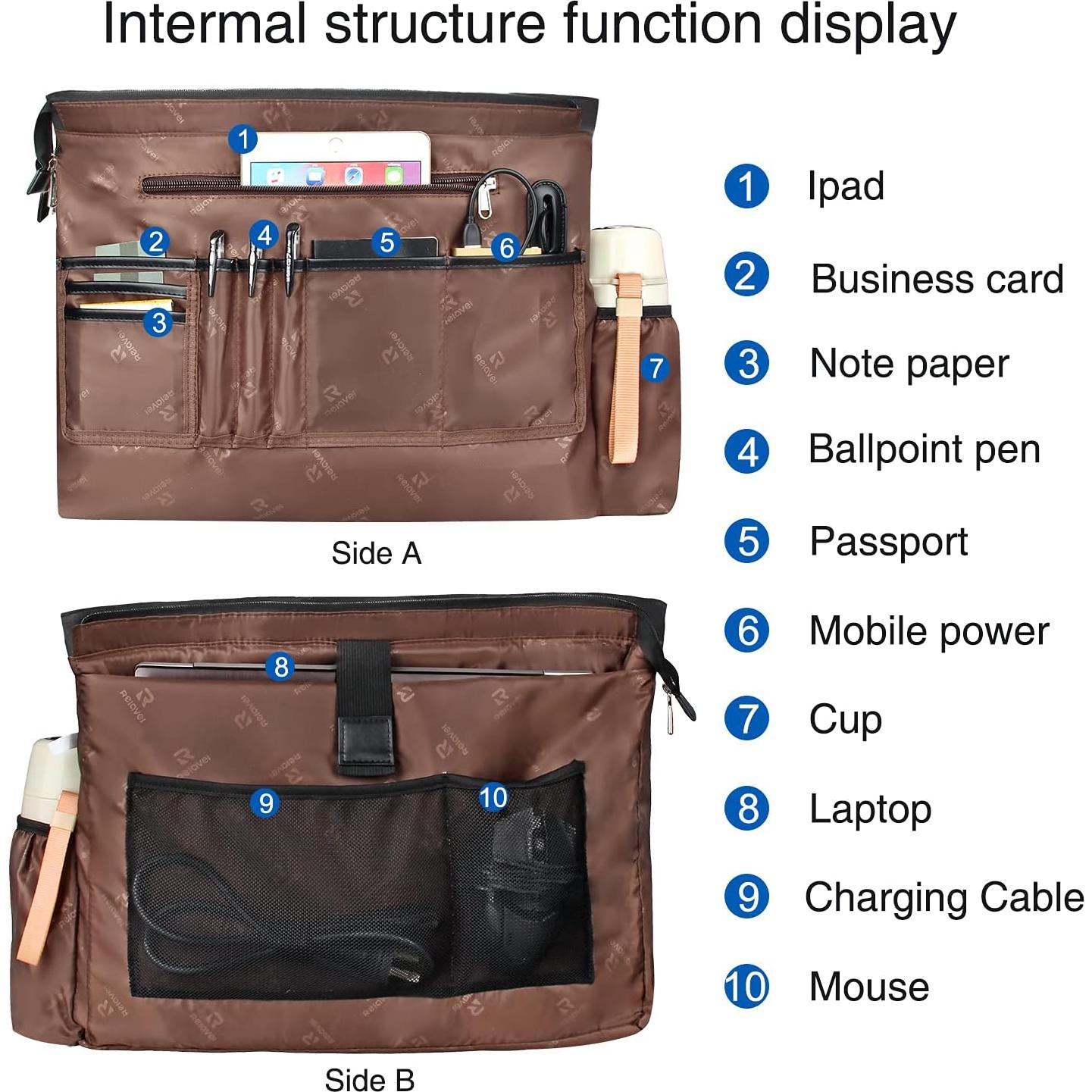 Bolsa Tote para Laptop 17" Impermeable USB Nylon Mujer