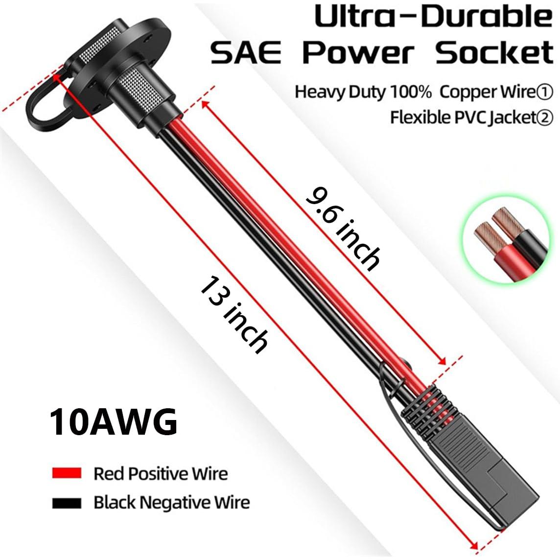 Conector SAE 10AWG Jienk Macho a Hembra 30CM a Prueba de Climas