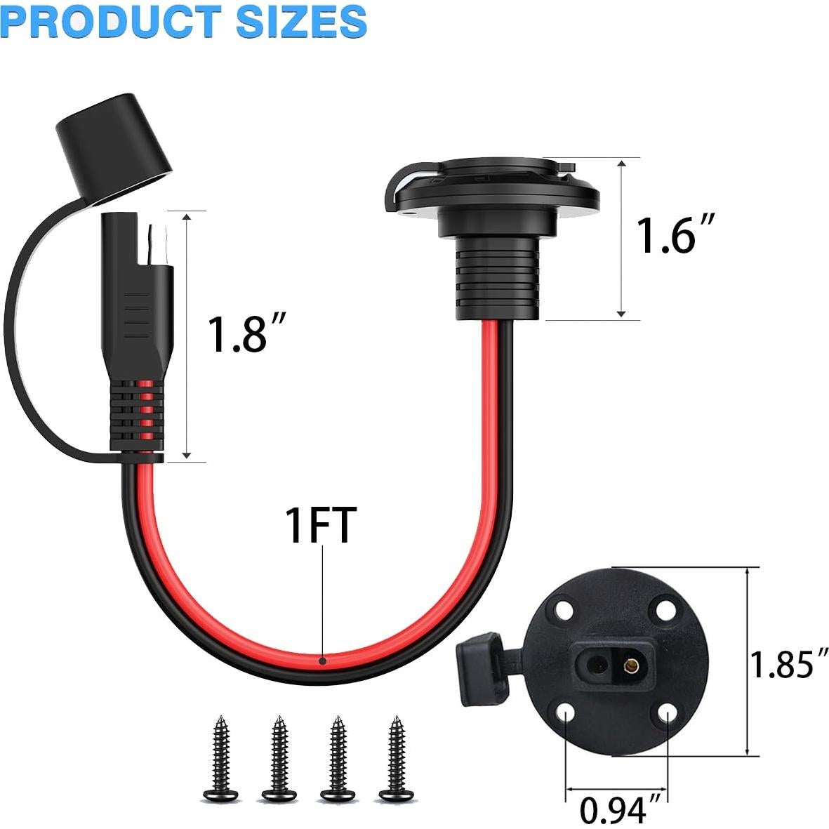 Conector SAE 10AWG Jienk Macho a Hembra 30CM a Prueba de Climas
