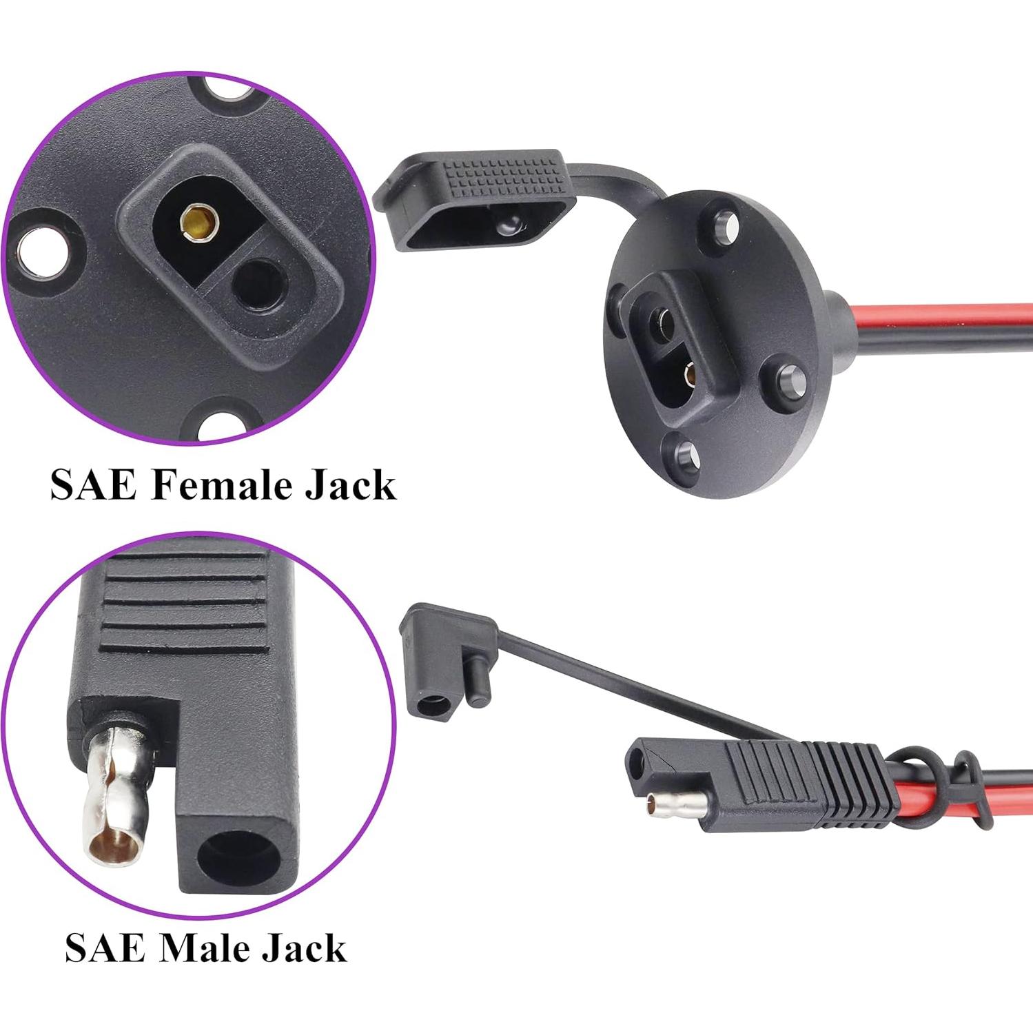 Cable SAE a Prueba de Climas 10AWG 0.6M AAOTOKK - 2 Pack