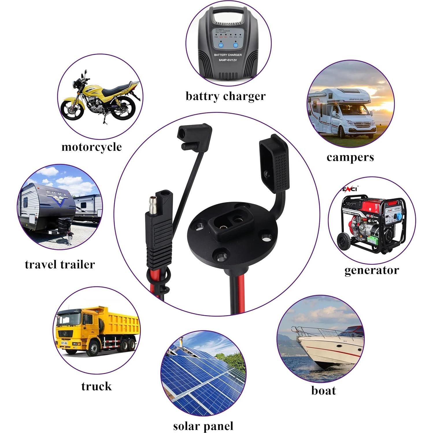 Cable SAE a Prueba de Climas 10AWG 0.6M AAOTOKK - 2 Pack