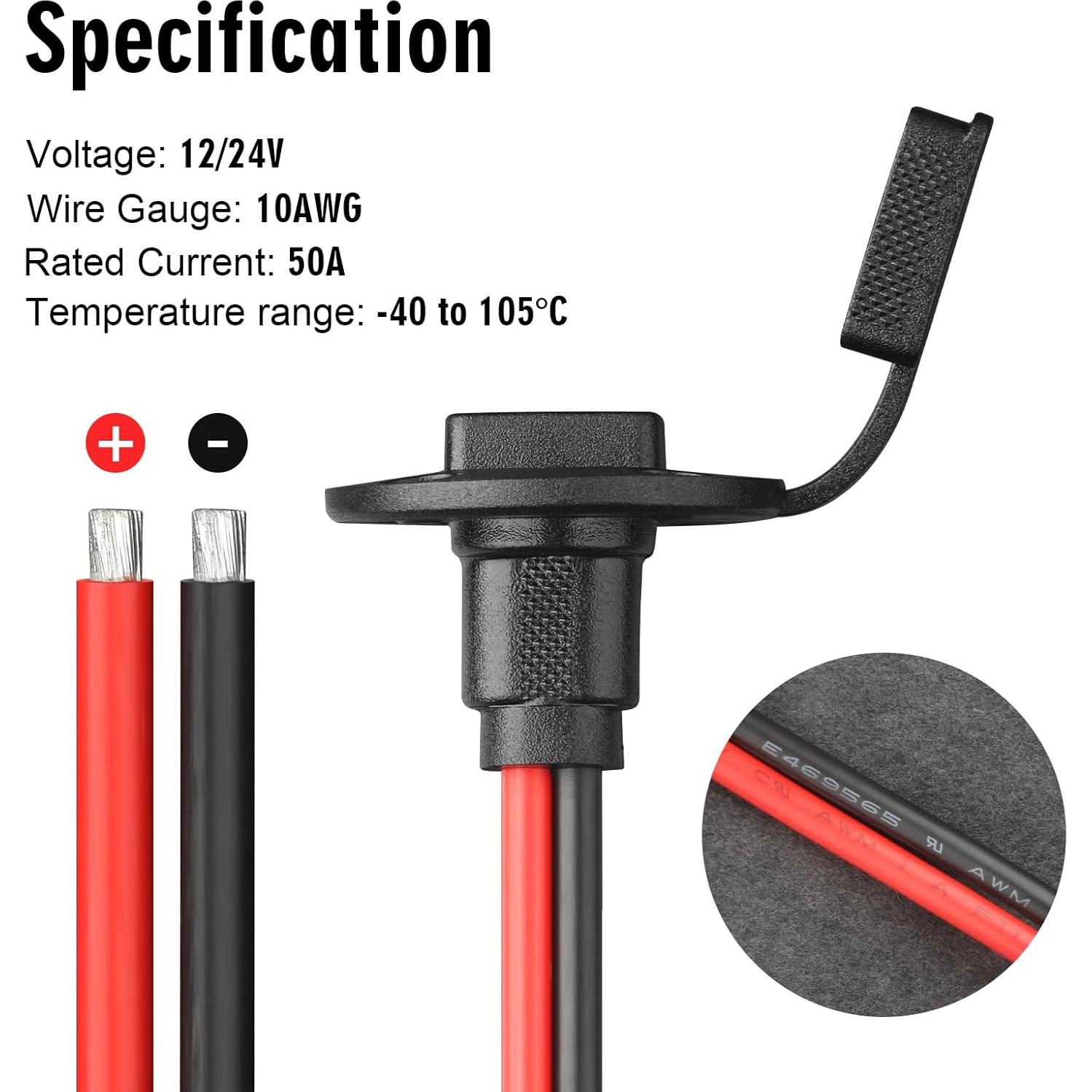 Conector Solar SAE 10AWG con Montaje en Pared y Tornillos