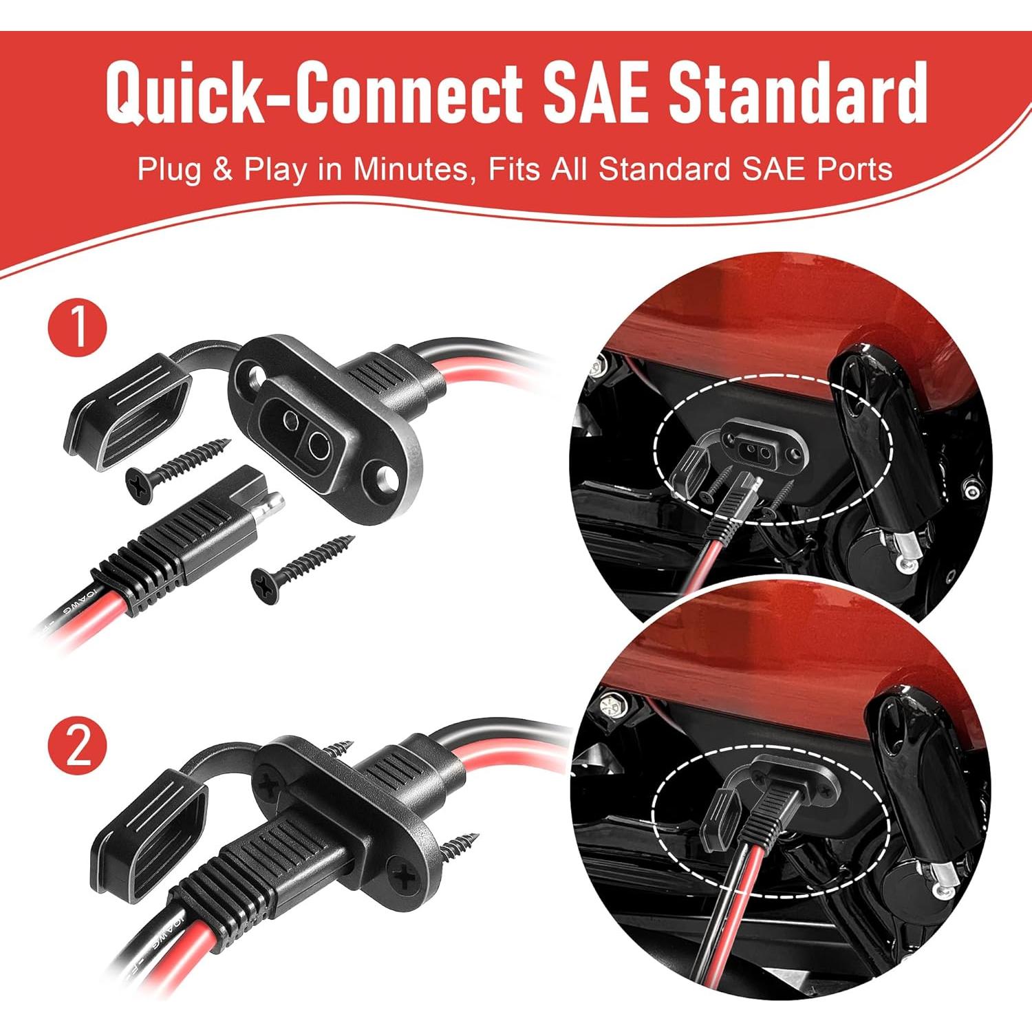 Conector SAE 2FT 10AWG vgoviwin a Prueba de Agua para Vehículos