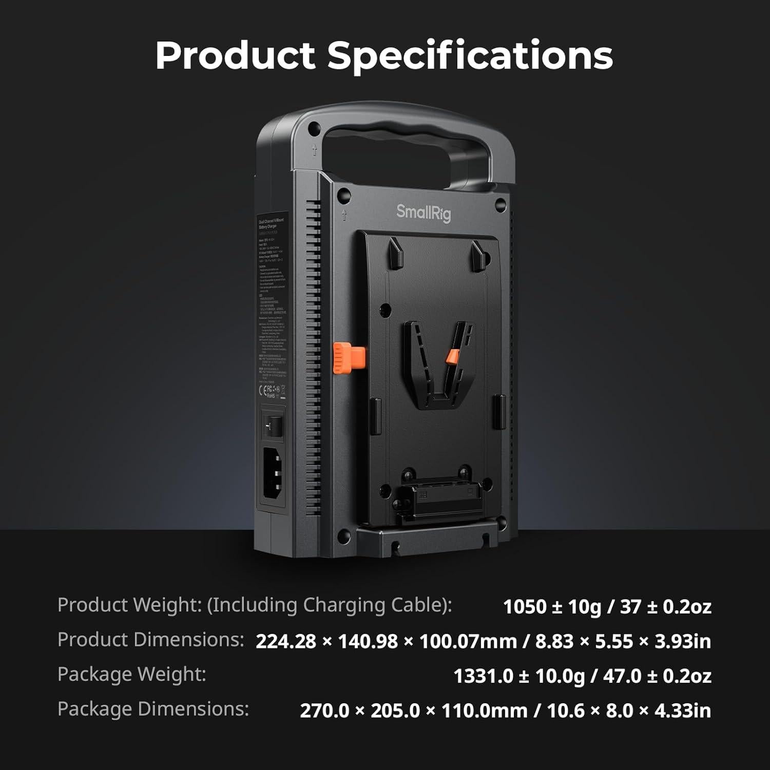 Cargador Doble Canal V Mount SmallRig 11762-SR 1.05kg