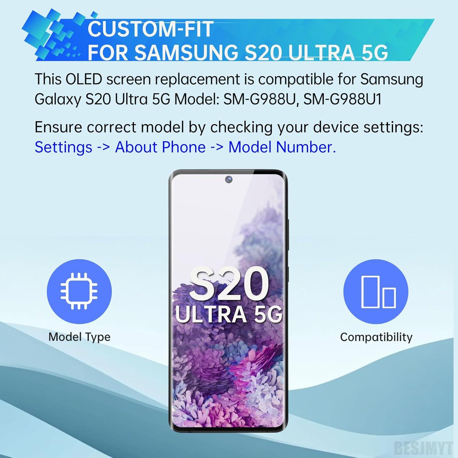 Reemplazo Pantalla AMOLED Samsung Galaxy S20 Ultra 5G Negro