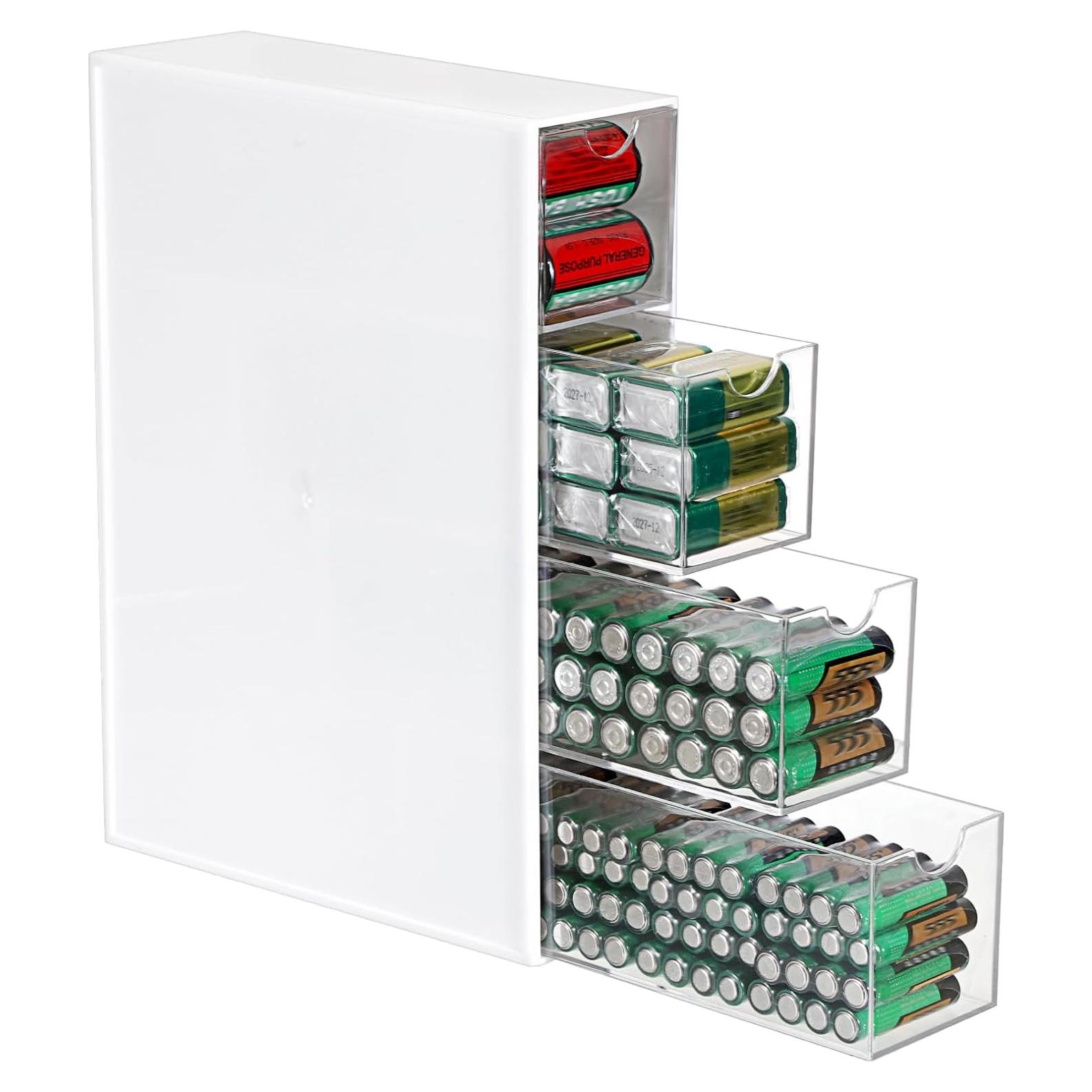 Organizador de Baterías BTSKY Acrílico Blanco 4 Cajones