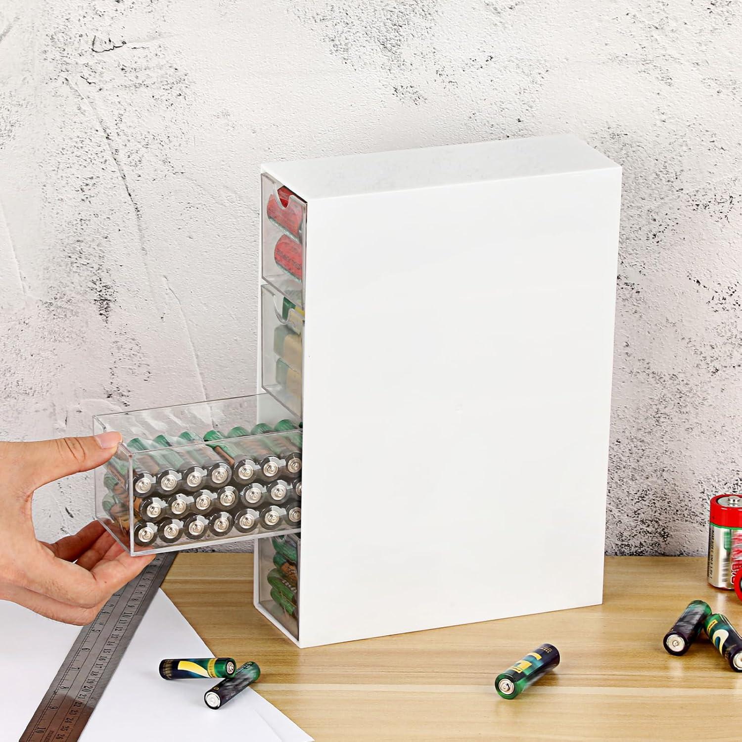 Organizador de Baterías BTSKY Acrílico Blanco 4 Cajones