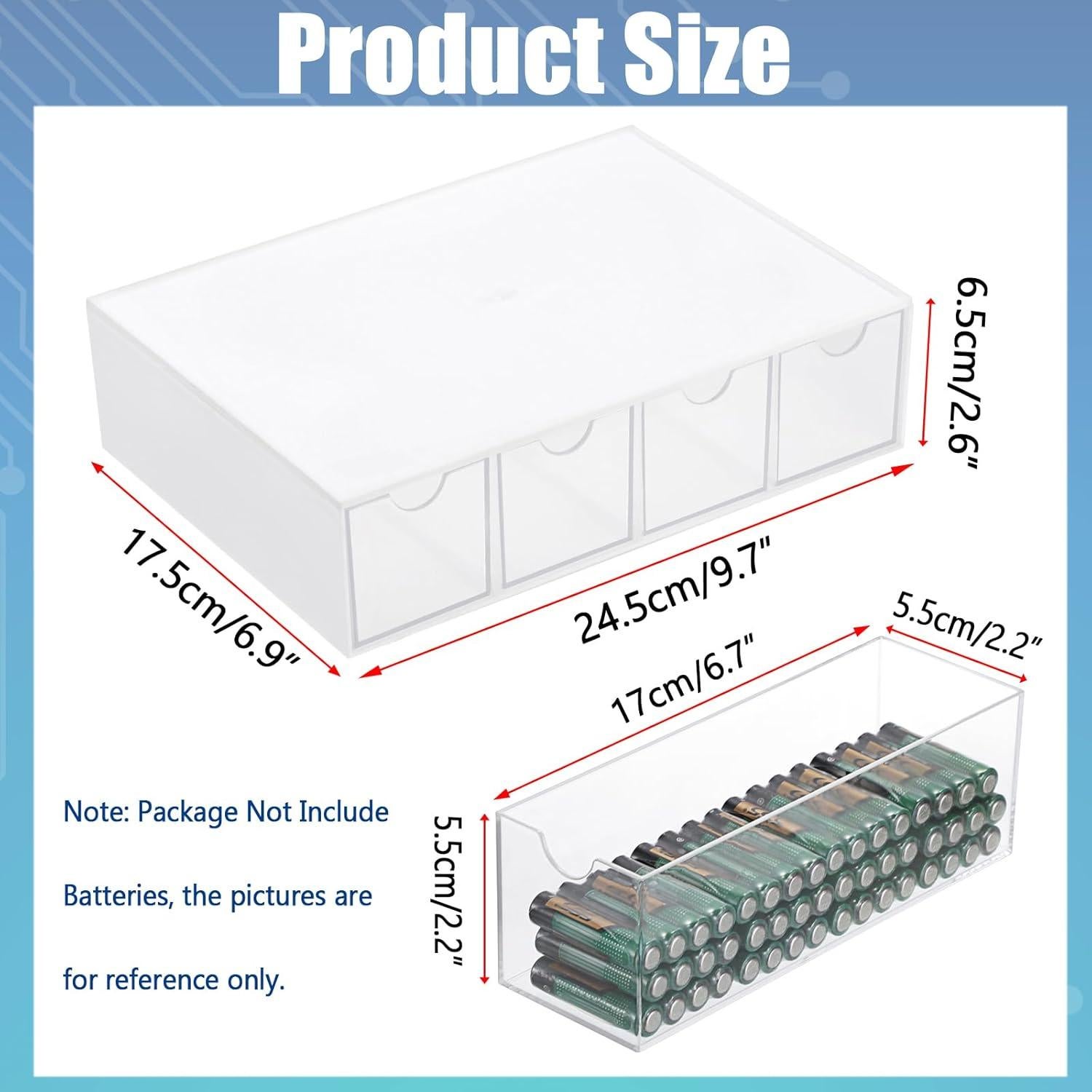 Organizador de Baterías BTSKY Acrílico Blanco 4 Cajones