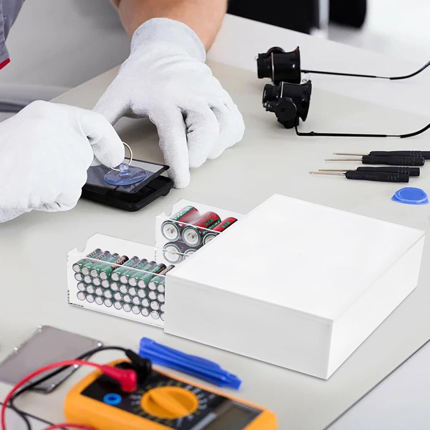 Organizador de Baterías BTSKY Acrílico Blanco 4 Cajones