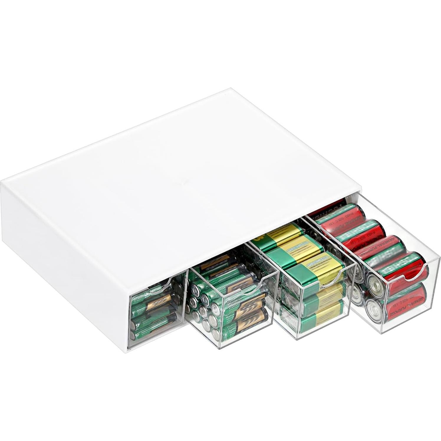 Organizador de Baterías BTSKY Acrílico Blanco 4 Cajones