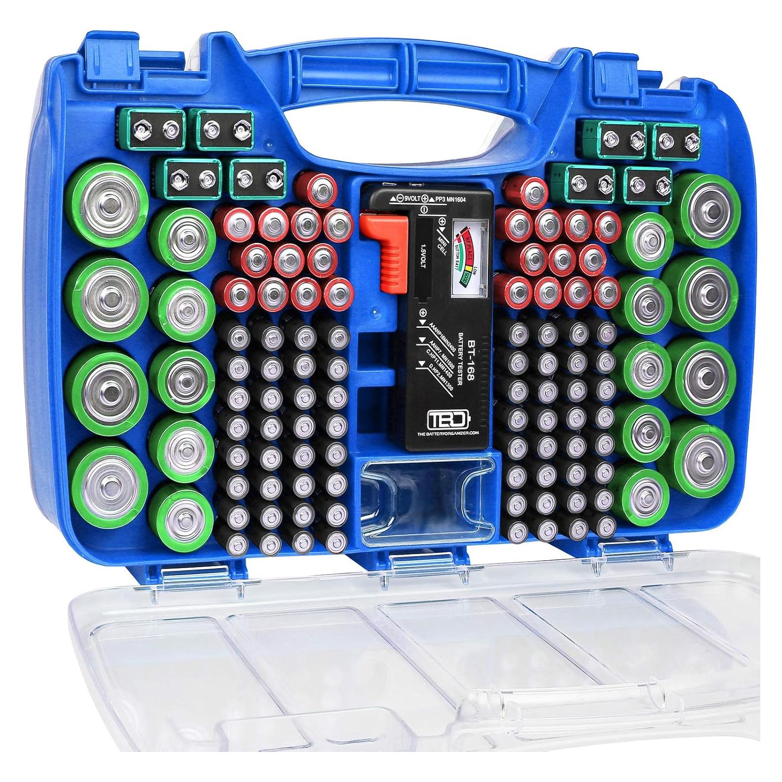 Organizador de Baterías con Probador - 180 Baterías - Azul
