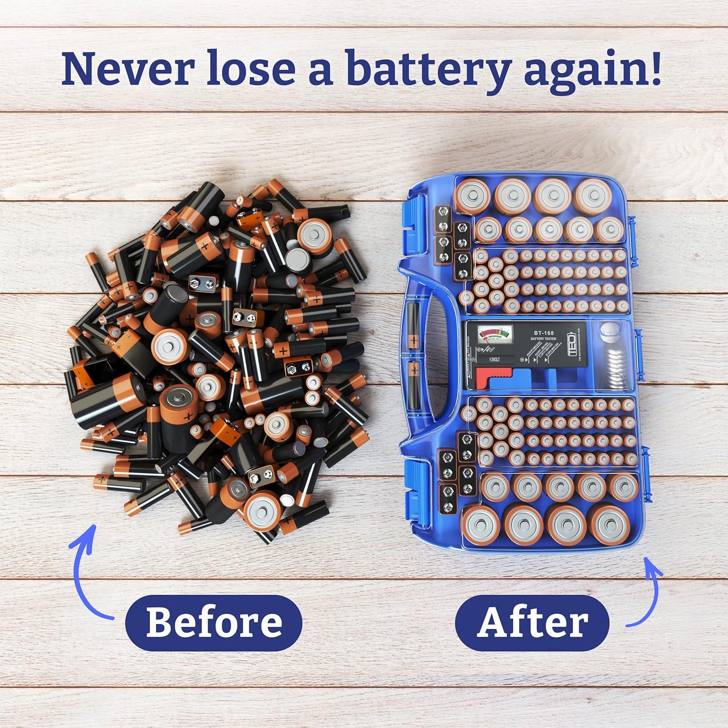 Organizador de Baterías con Probador - 180 Baterías - Azul