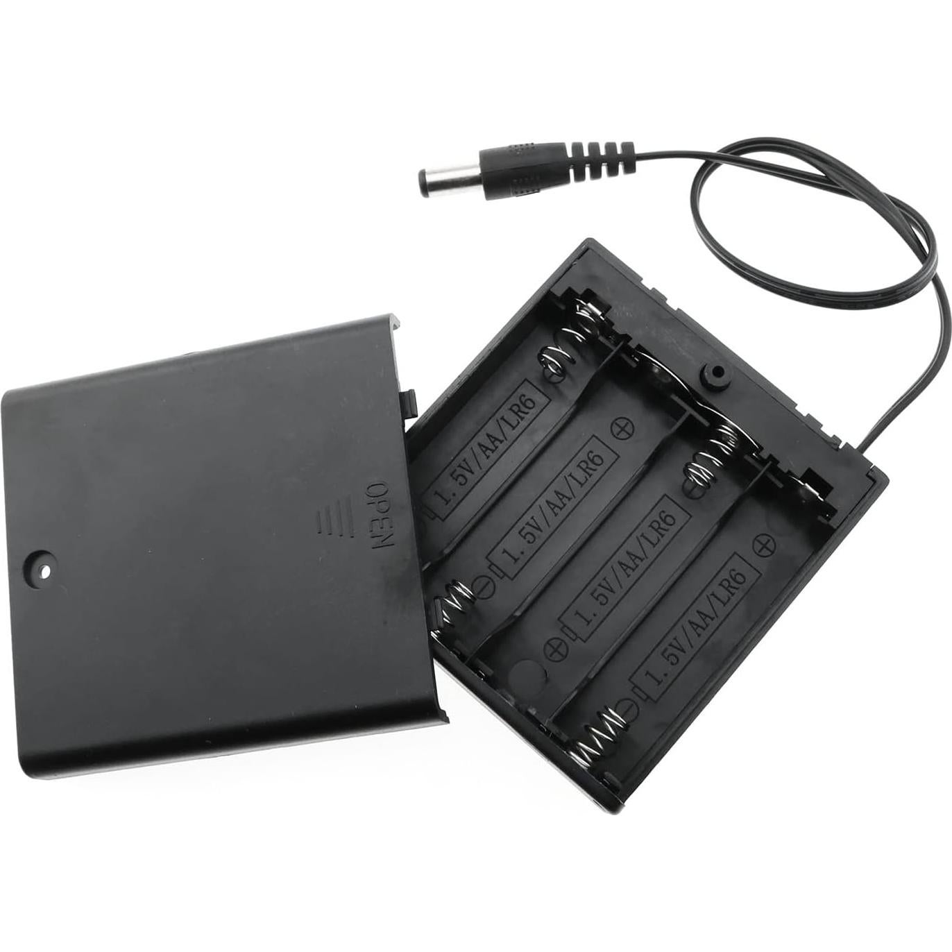 Soporte de Batería AA RLECS 6V con Conector DC 5.5x2.1mm